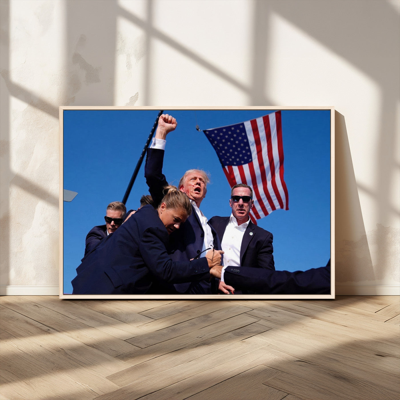 MGV-FC-36X24 - Donald Trump Assassination Attempt Wall Art Print, Trump Historic Footage - Iconic Reaction by Trump