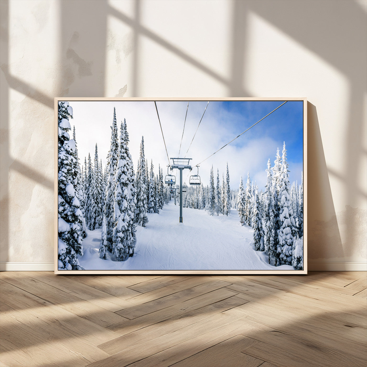 MGV-FC-36X24 - Winter Ski Lift Wall Art Print - Landscape Wall Art | Snowy Mountain Adventure | Perfect for Cabin