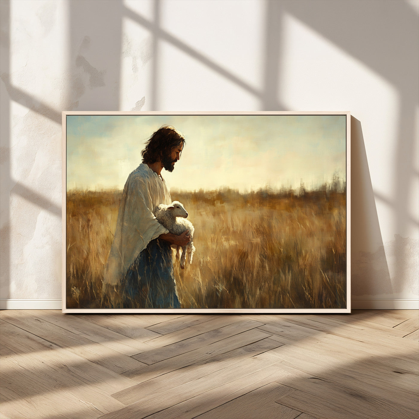 MGV-FC-36X24 - Jesus the Good Shepherd Wall Art Canvas Print - Inspirational Christian Religious Print for Prayer