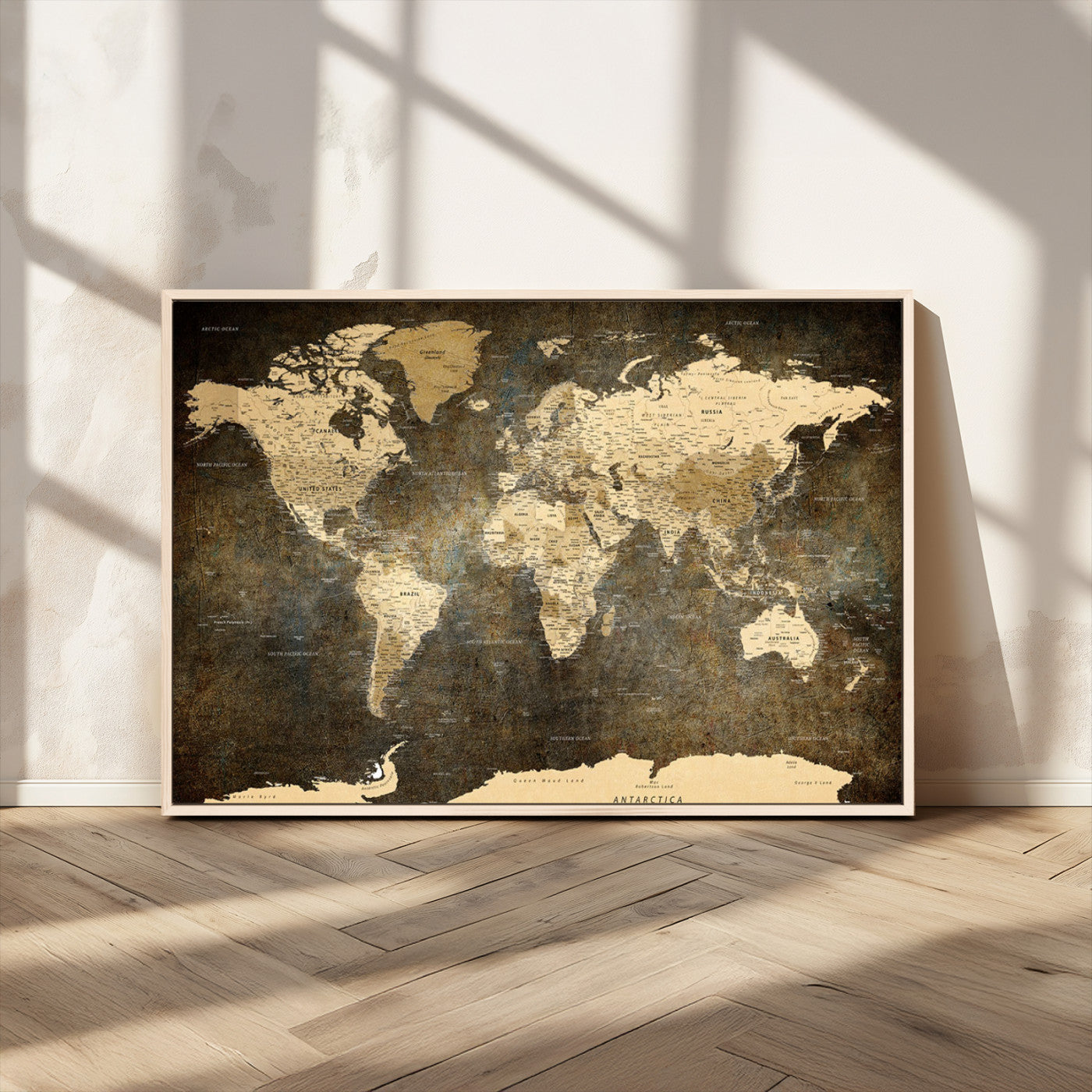 MGV-FC-36X24 - Push Pin World Map Canvas Print – Framed Wall Art for Couples to Track Their Travels – Anniversary