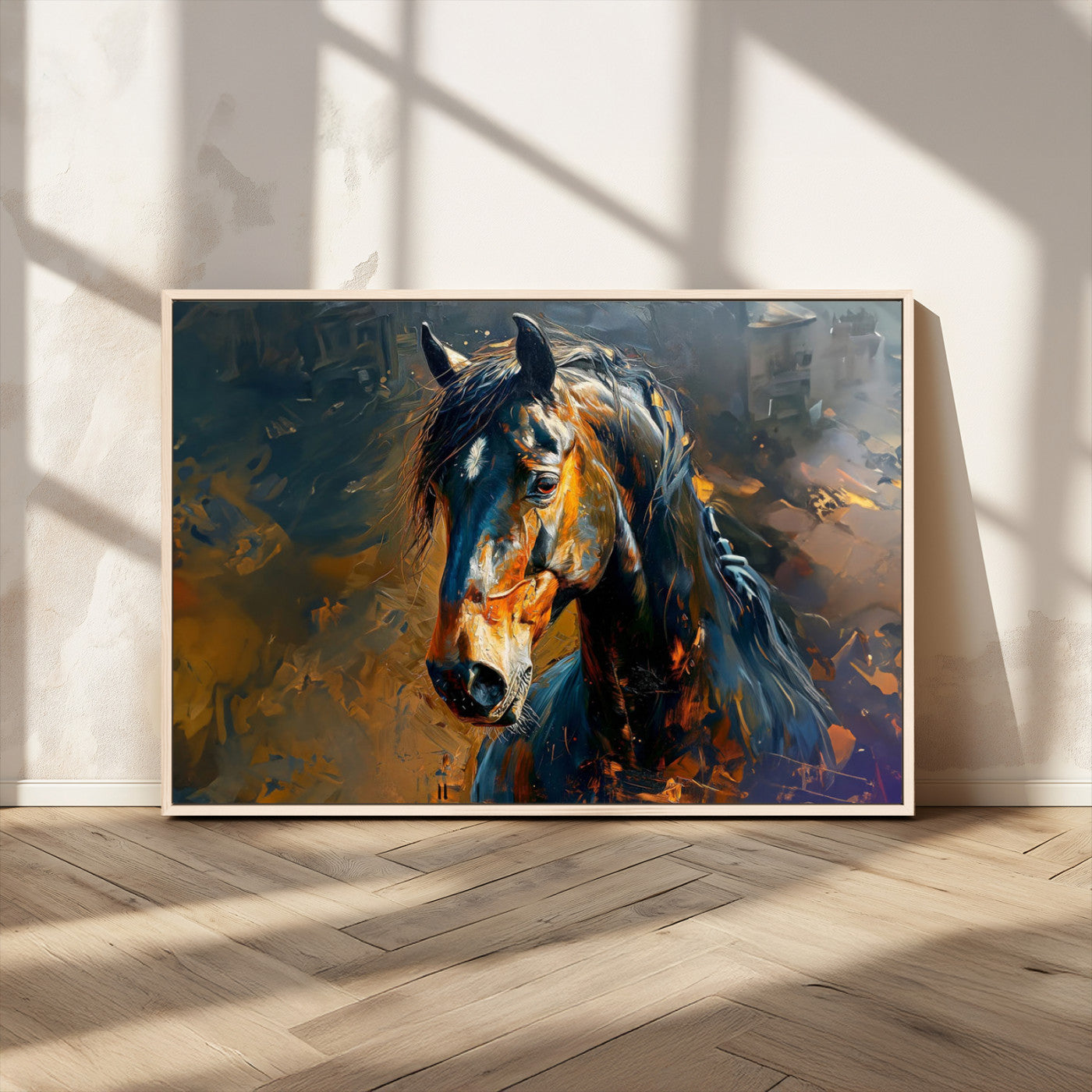 MGV-FC-36X24 - Abstract Horse Wall Art Canvas Print | Farmhouse Wall Decor | Western Cabin Art | Rustic Horse Decor