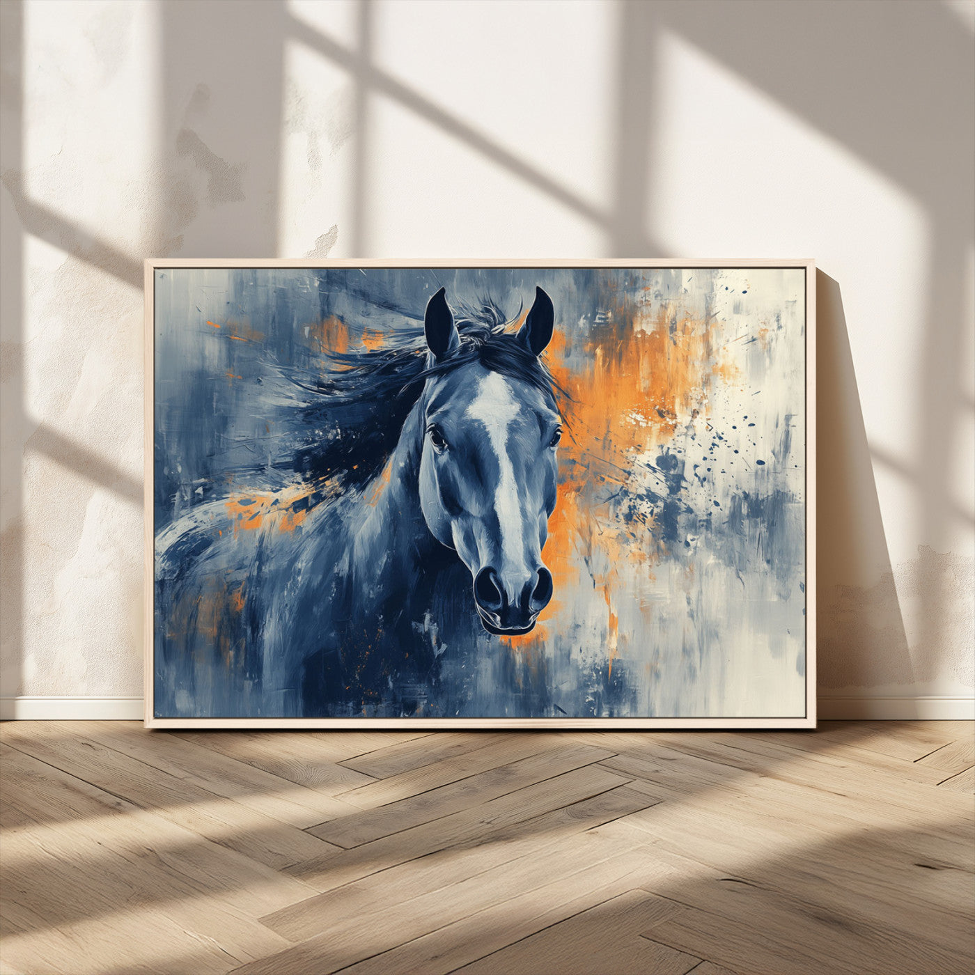 MGV-FC-36X24 - Abstract Blue Horse Wall Art Print Canvas | Horse Wall Art Print | Western Decor for Farmhouse |