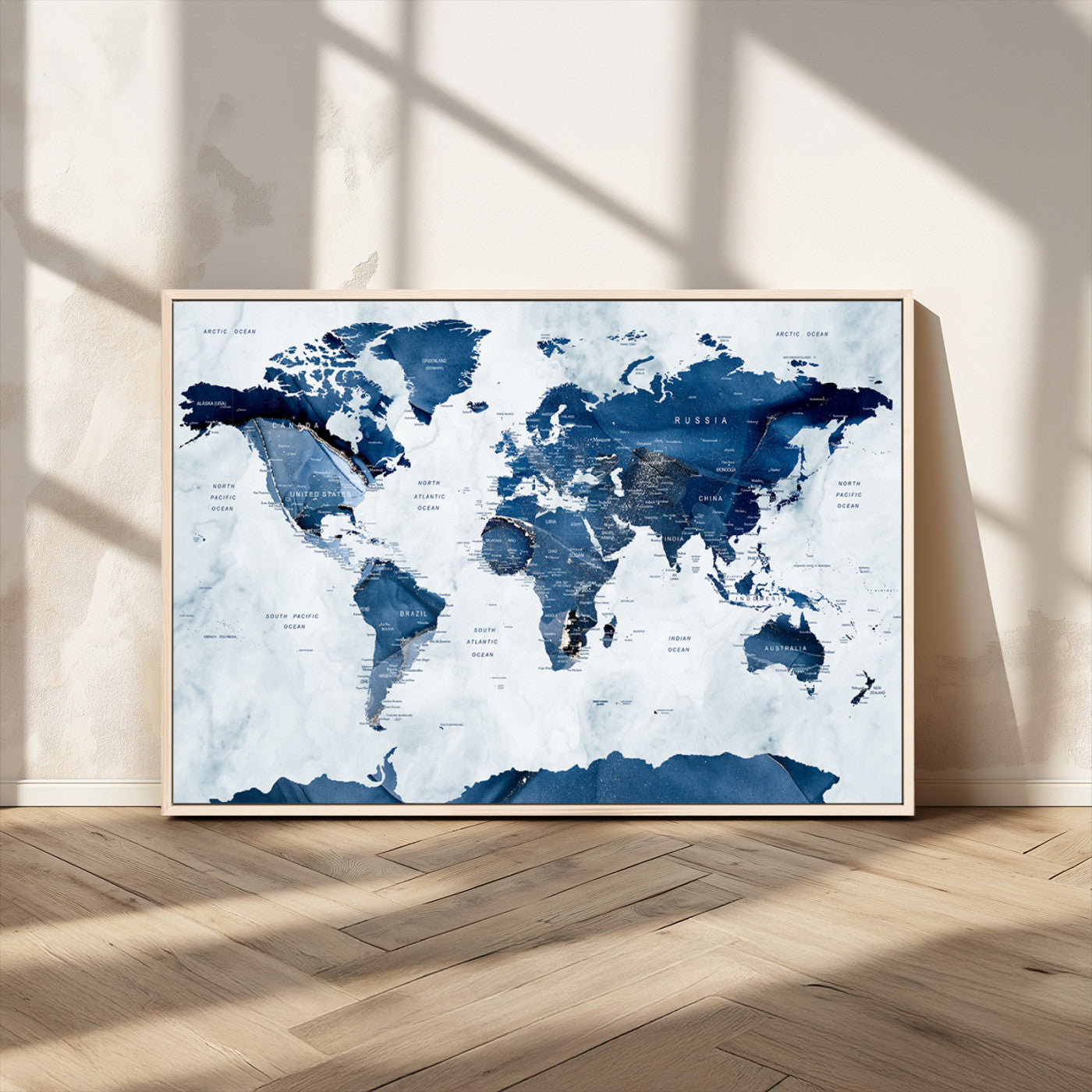 MGV-FC-36X24 - Push Pin World Map Canvas Print – Framed Wall Art for Couples to Track Their Travels – Anniversary