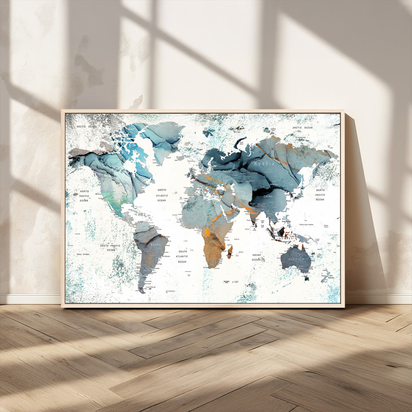 MGV-FC-36X24 - Push Pin World Map Canvas Print – Framed Wall Art for Couples to Track Their Travels – Anniversary