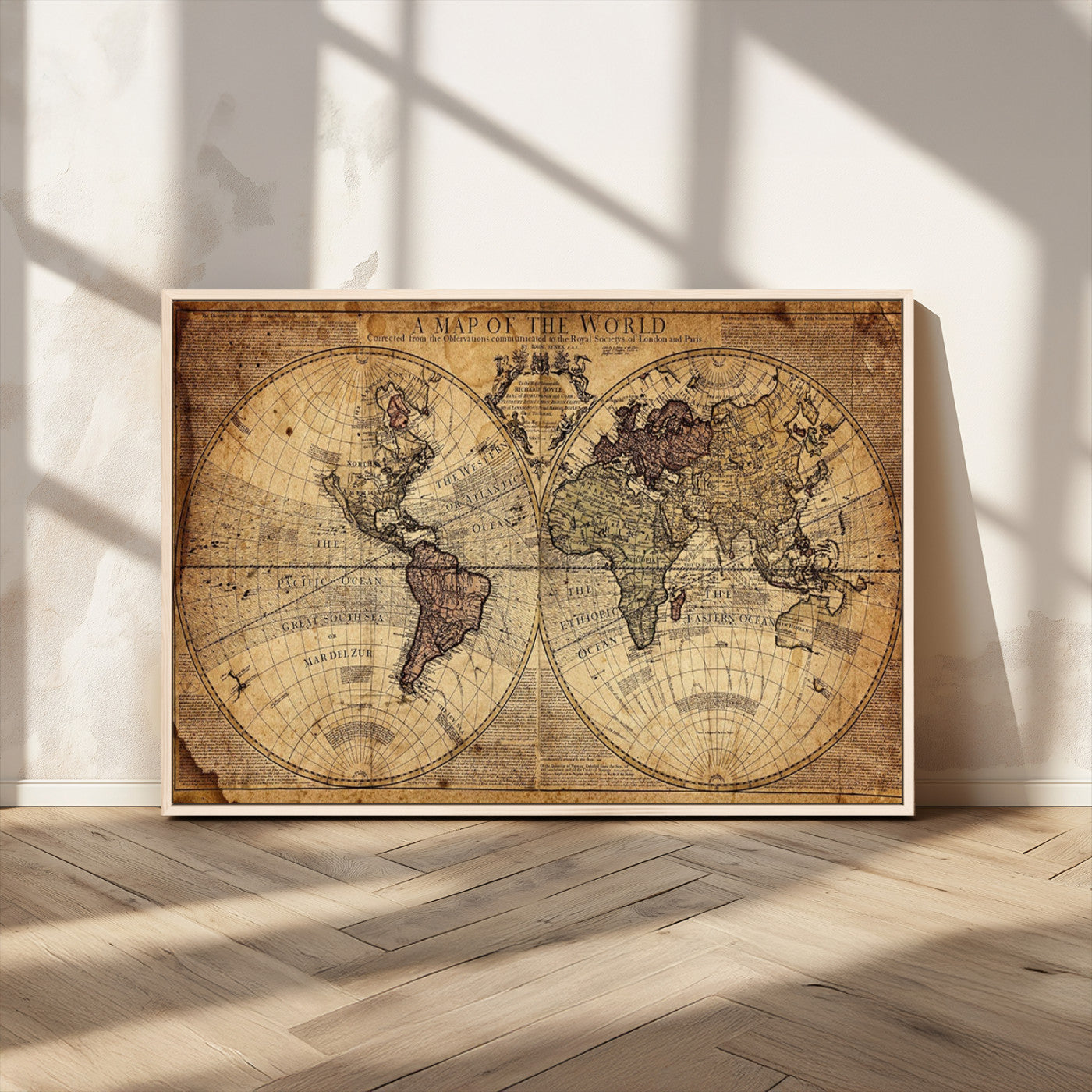 MGV-FC-36X24 - Push Pin World Map Canvas Print – Framed Wall Art for Couples to Track Their Travels – Anniversary