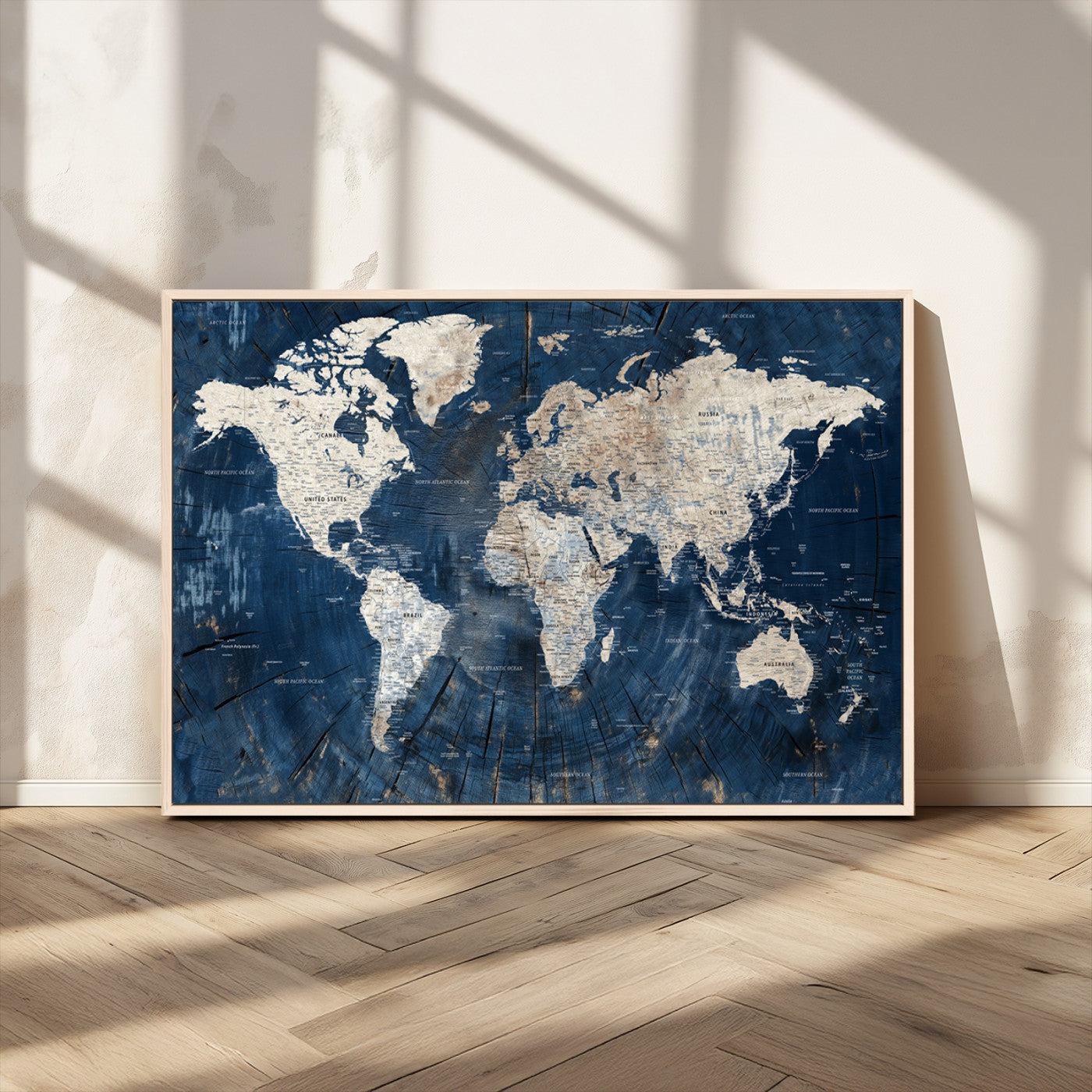 MGV-FC-36X24 - Push Pin World Map Canvas Print – Framed Wall Art for Couples to Track Their Travels – Anniversary