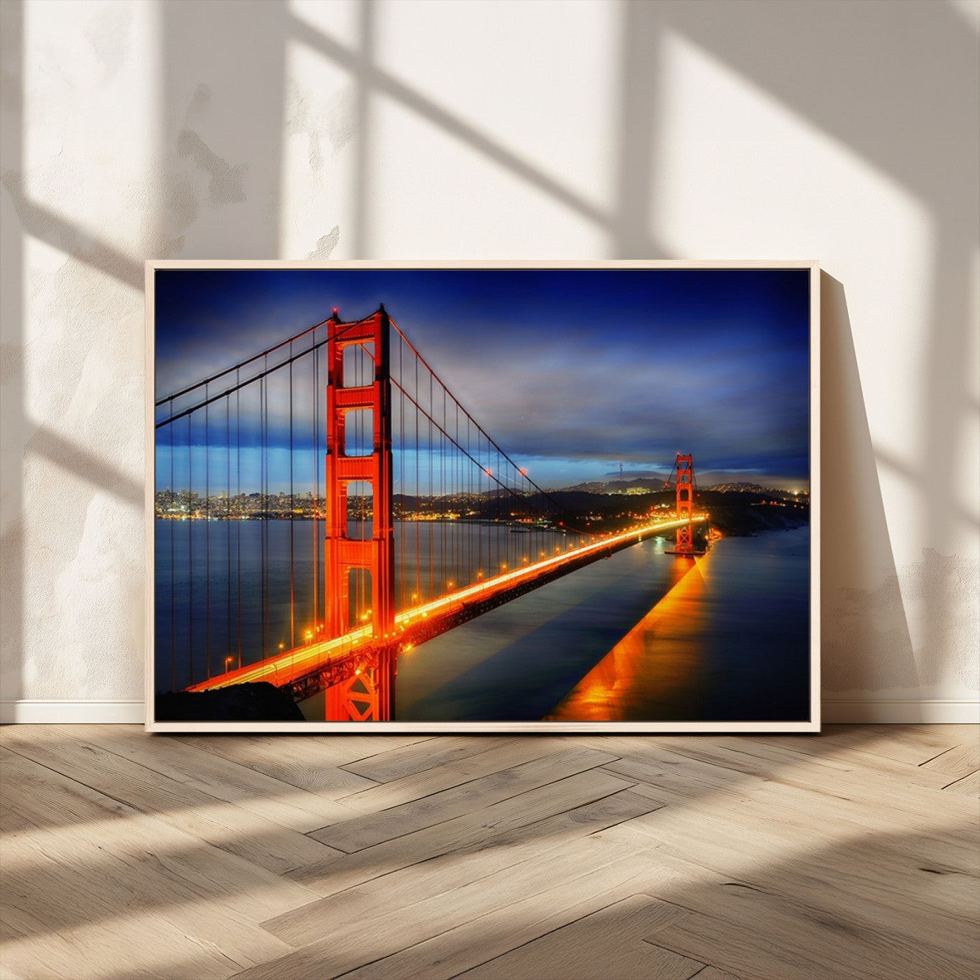 MGV-FC-36X24 - Large Wall Art San Francisco Canvas Print - Wonderful Golden Gate Bridge at Twilight