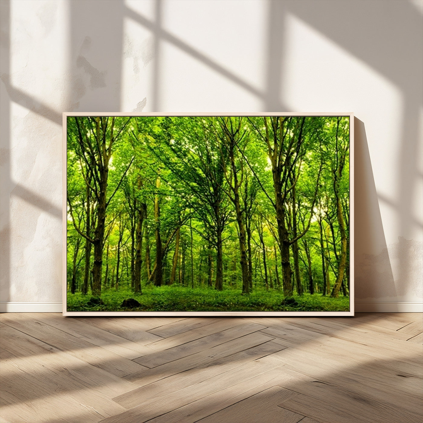 MGV-FC-36X24 - Lush Green Forest Canvas Print | 3-Panel Forest Wall Art | Nature Landscape for Living Room