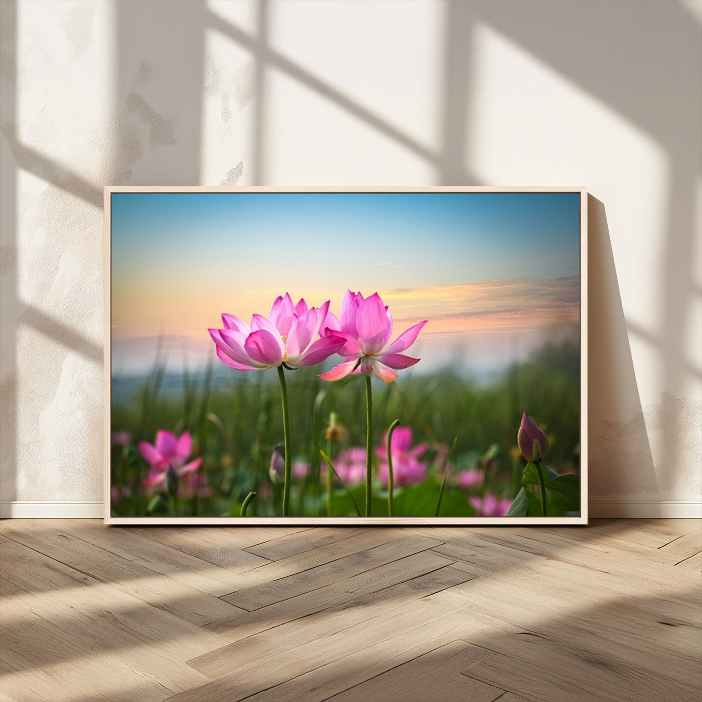 MGV-FC-36X24 - Pink Flower on the Mountain Canvas Print, Framed Pink Flower Canvas Wall Art