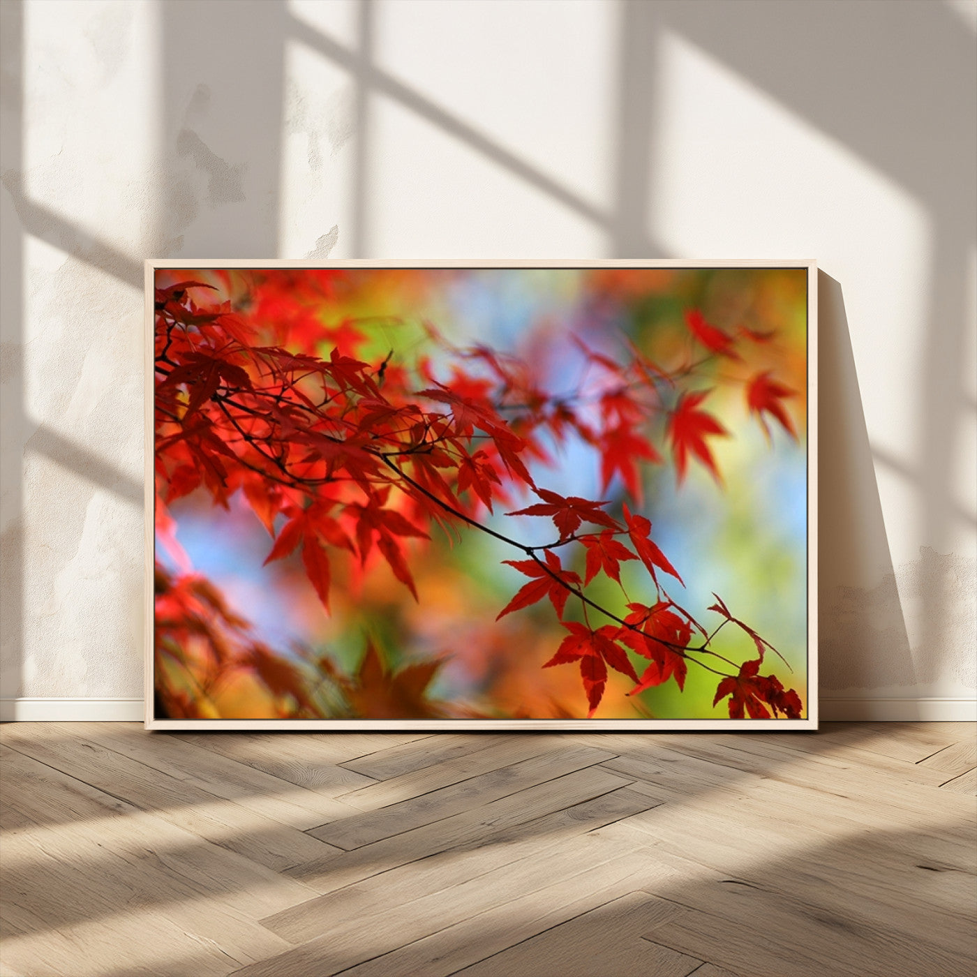 MGV-FC-36X24 - Red Leaves Autumn Forest Wall Art Canvas, Red Leaves Autumn Forest Canvas Print