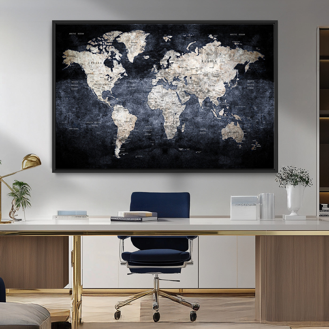 MGV-FC-36X24 - World Map Wall Art Canvas Print for Home and Office Decor