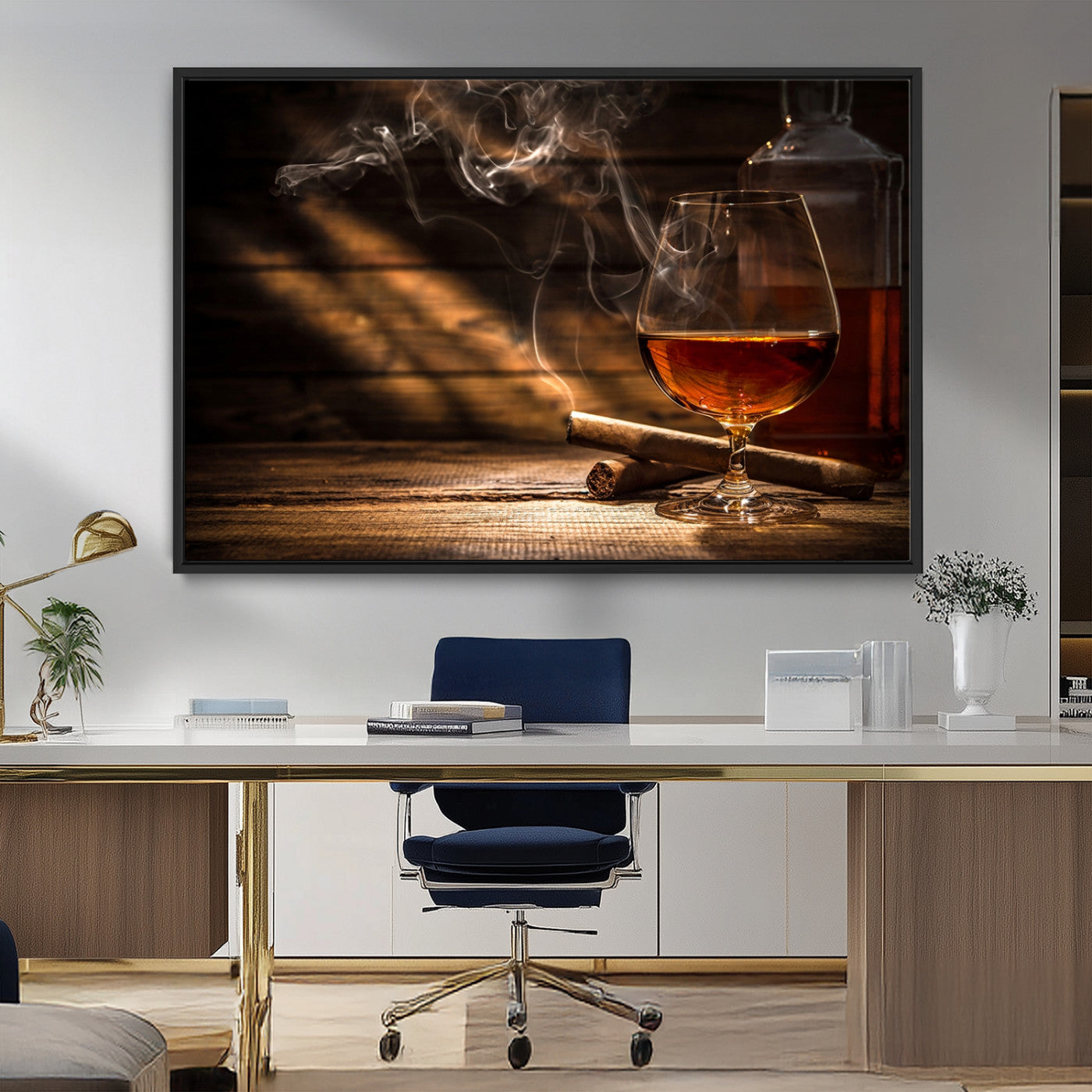MGV-FC-36X24 - Whiskey and Cigar Wall Art Canvas Print