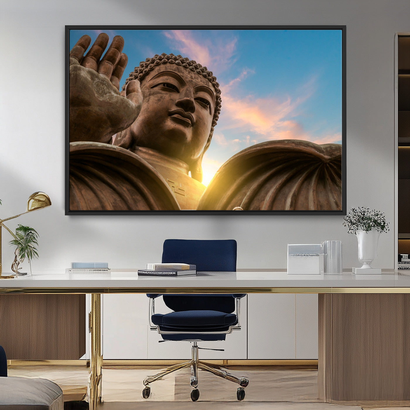 MGV-FC-36X24 - Buddha Statue and Daylight Wall Art, Buddha Statue Wall Art Canvas Print