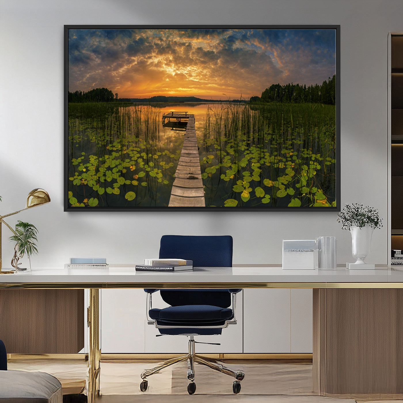 MGV-FC-36X24 - Lake and Flower Wall Art Canvas Print
