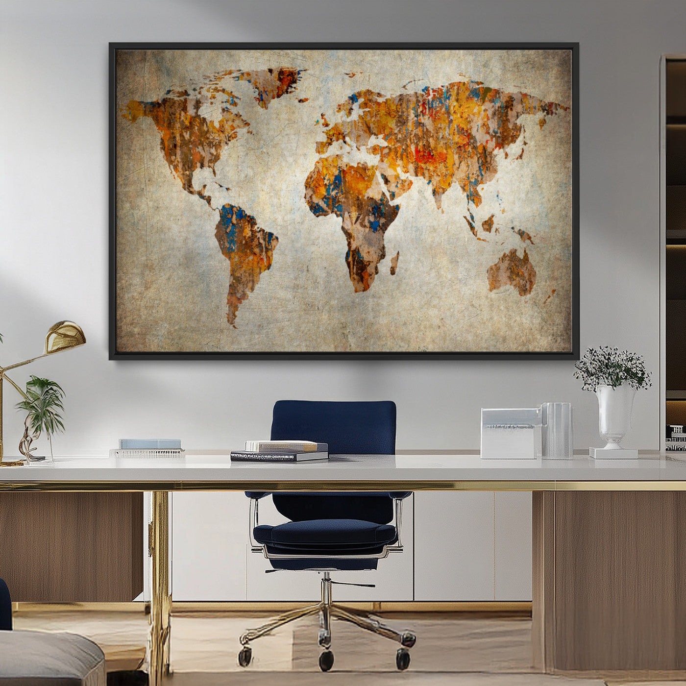 MGV-FC-36X24 - Push Pin World Map Canvas Print – Framed Wall Art for Couples to Track Their Travels – Anniversary