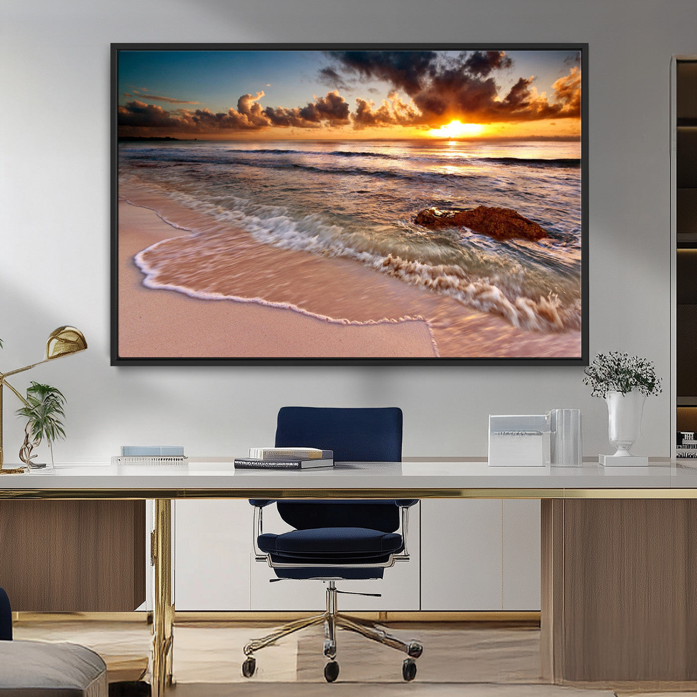 MGV-FC-36X24 - Sunset on Ocean Wall Art Canvas Print