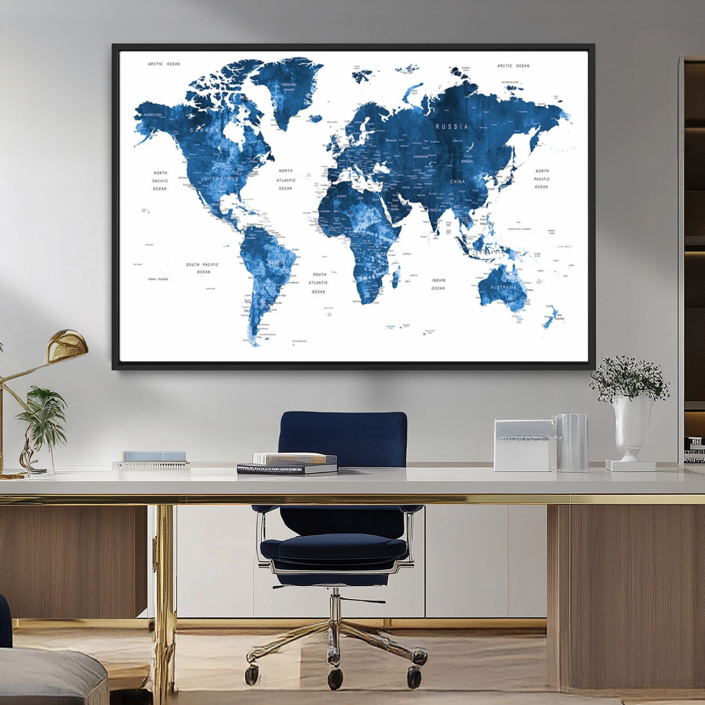 MGV-FC-36X24 - Push Pin World Map Canvas Print – Framed Wall Art for Couples to Track Their Travels – Anniversary