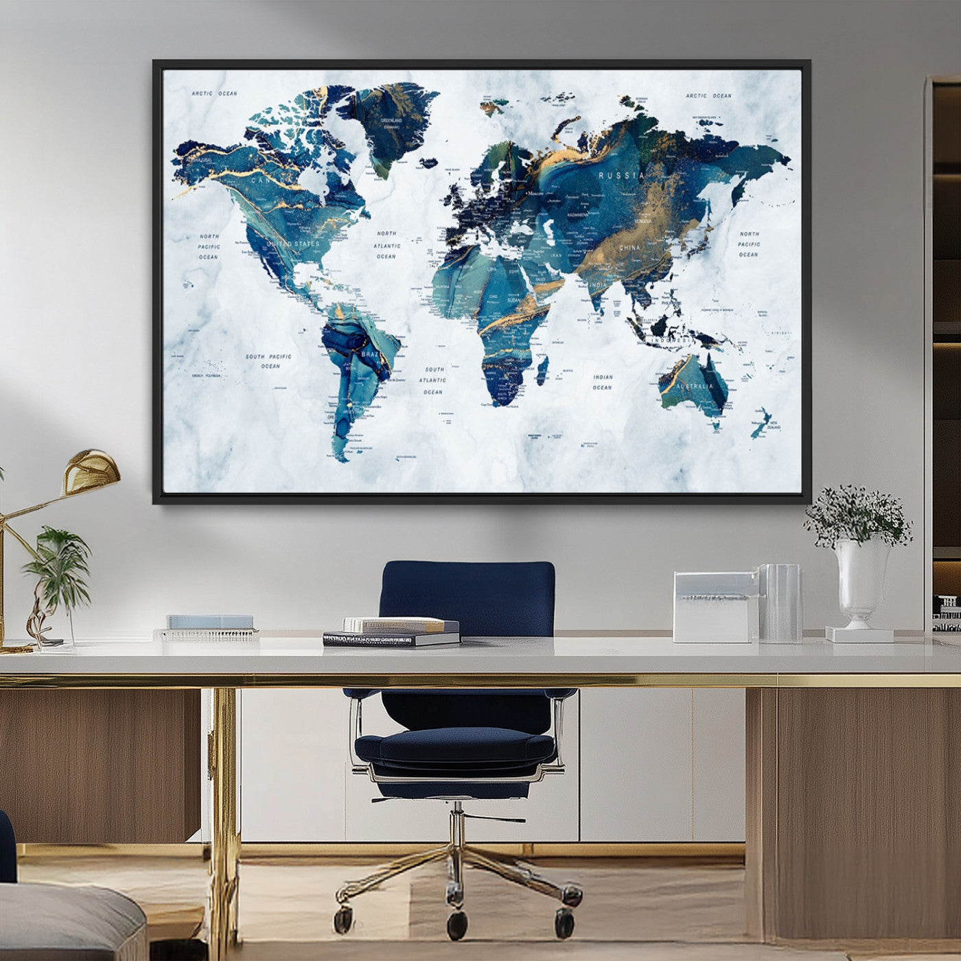 MGV-FC-36X24 - Push Pin World Map Canvas Print – Framed Wall Art for Couples to Track Their Travels – Anniversary