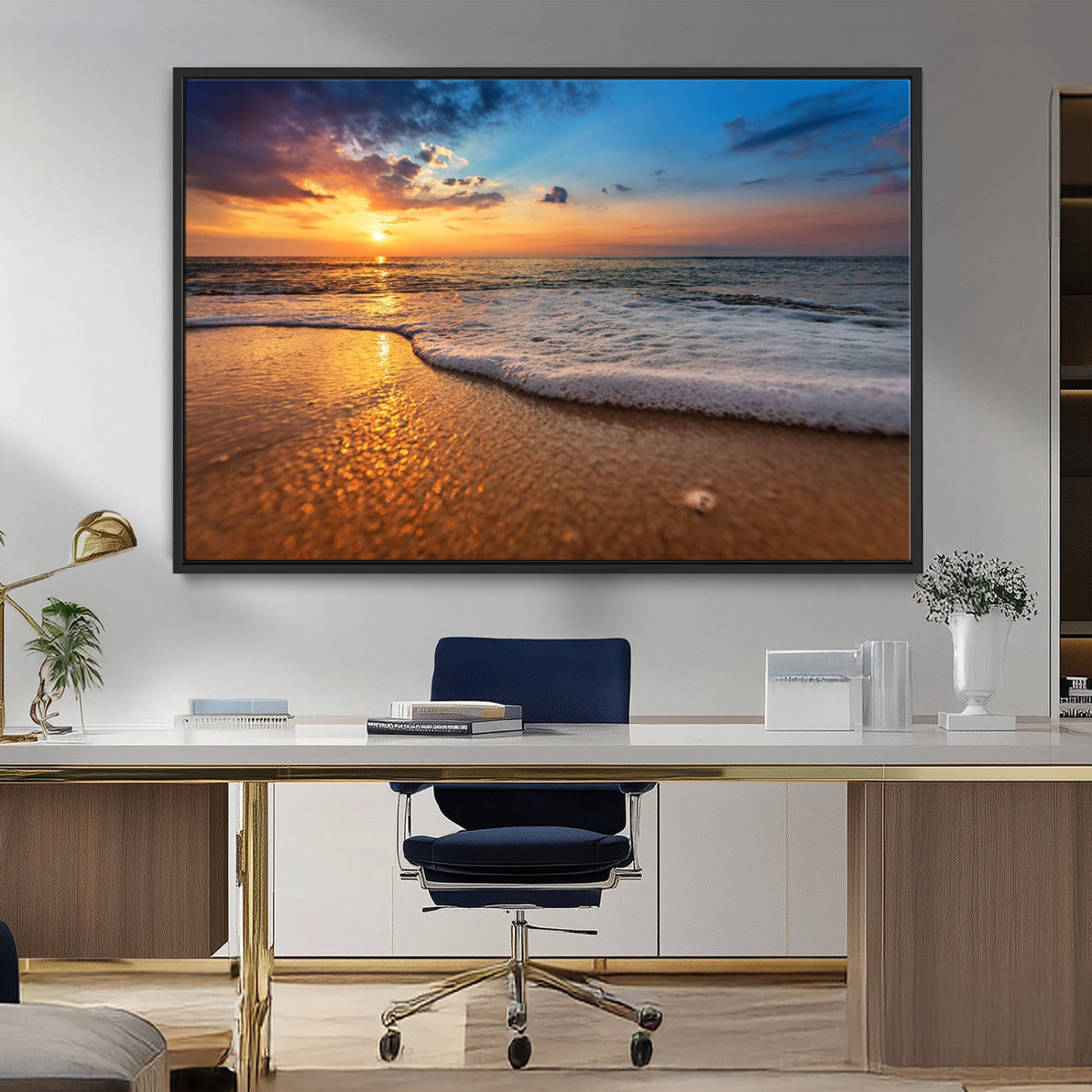 MGV-FC-36X24 - Sunset and Beach at Night Wall Art Canvas Print