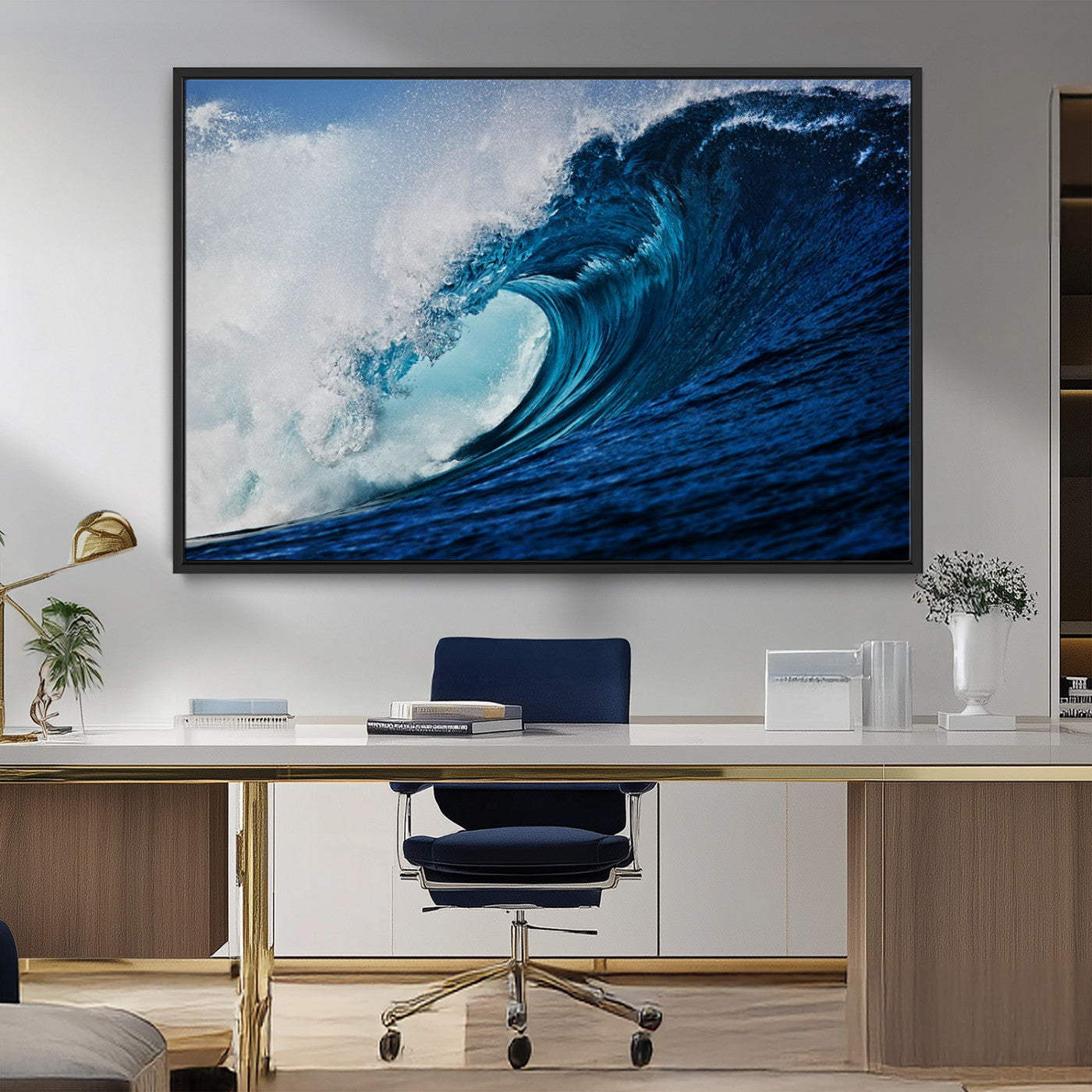 MGV-FC-36X24 - Ocean Wave at Sunset Canvas Art, Large Wall Print of Vibrant Water Waves, Coastal Art for Living Room and Dining Room Decor