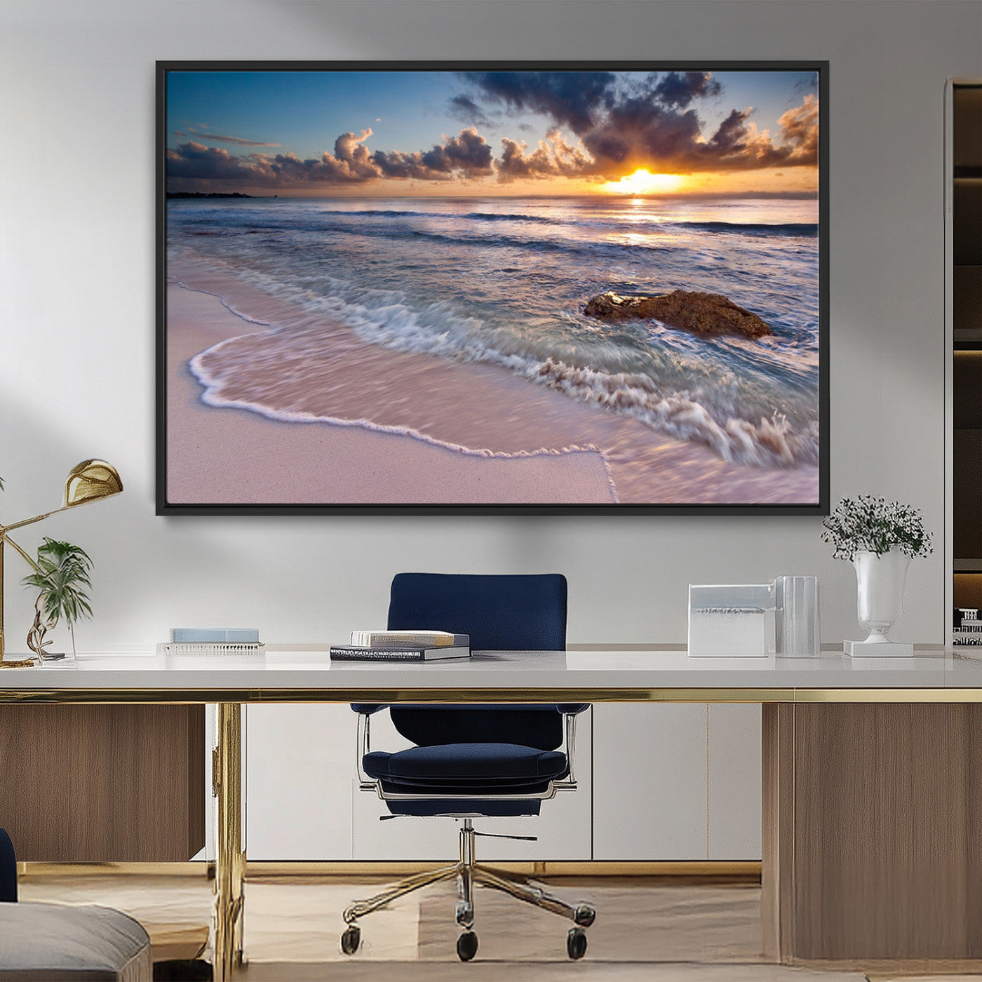 MGV-FC-36X24 - Sea Ocean Sunset Beach Wall Art Canvas Print