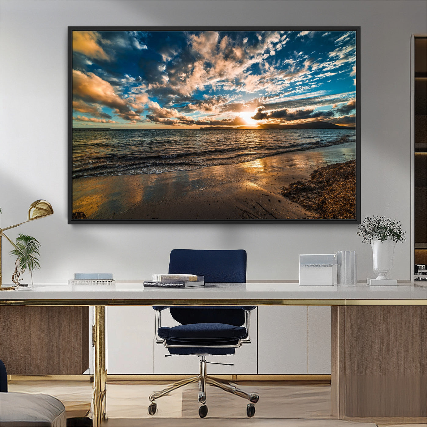 MGV-FC-36X24 - Beach Wall Art - Stunning Ocean Sunset Canvas Print with Coastal Design for Elegant and Relaxing