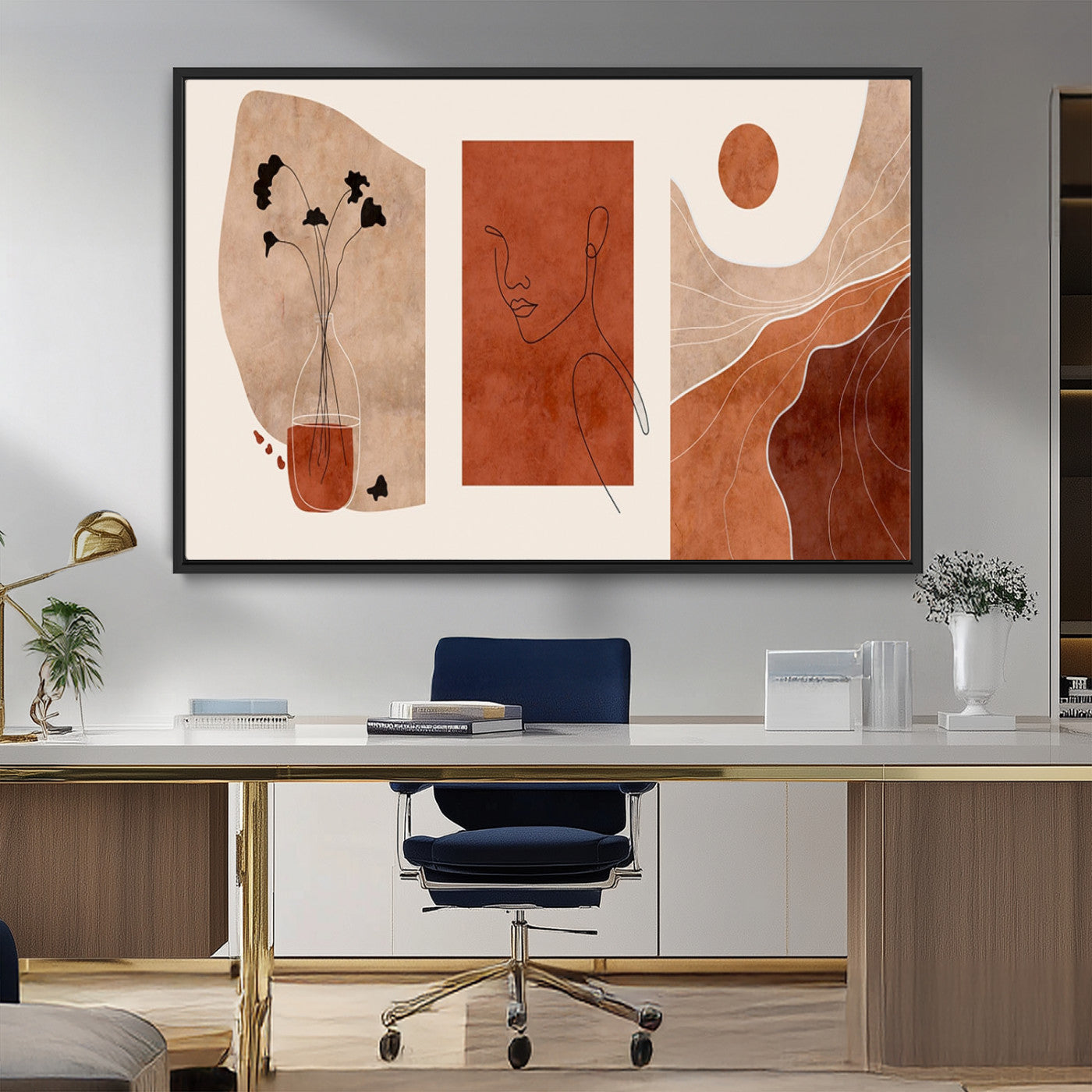 MGV-FC-36X24 - Boho Sunset Mountain Canvas Print, Modern Boho Sunset Mountain Landscape Triptych – Giclée Canvas