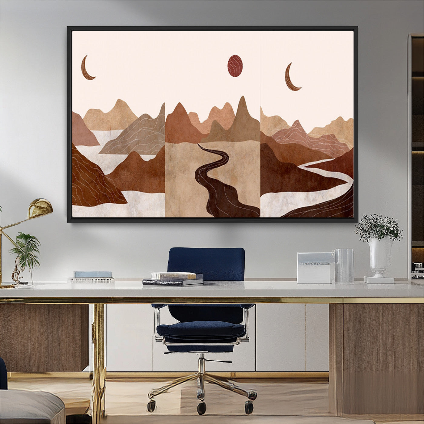 MGV-FC-36X24 - Boho Wall Art Canvas Print Set Mid-Century Prints Bohemian Wall Artwork Prints Boho Neutral
