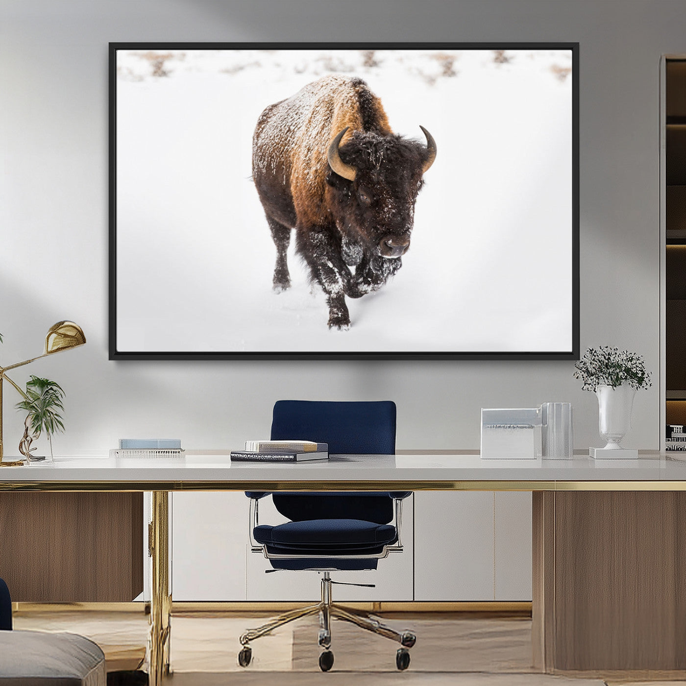 MGV-FC-36X24 - Bison Winter Wall Art Canvas Print For Farmhouse Decor