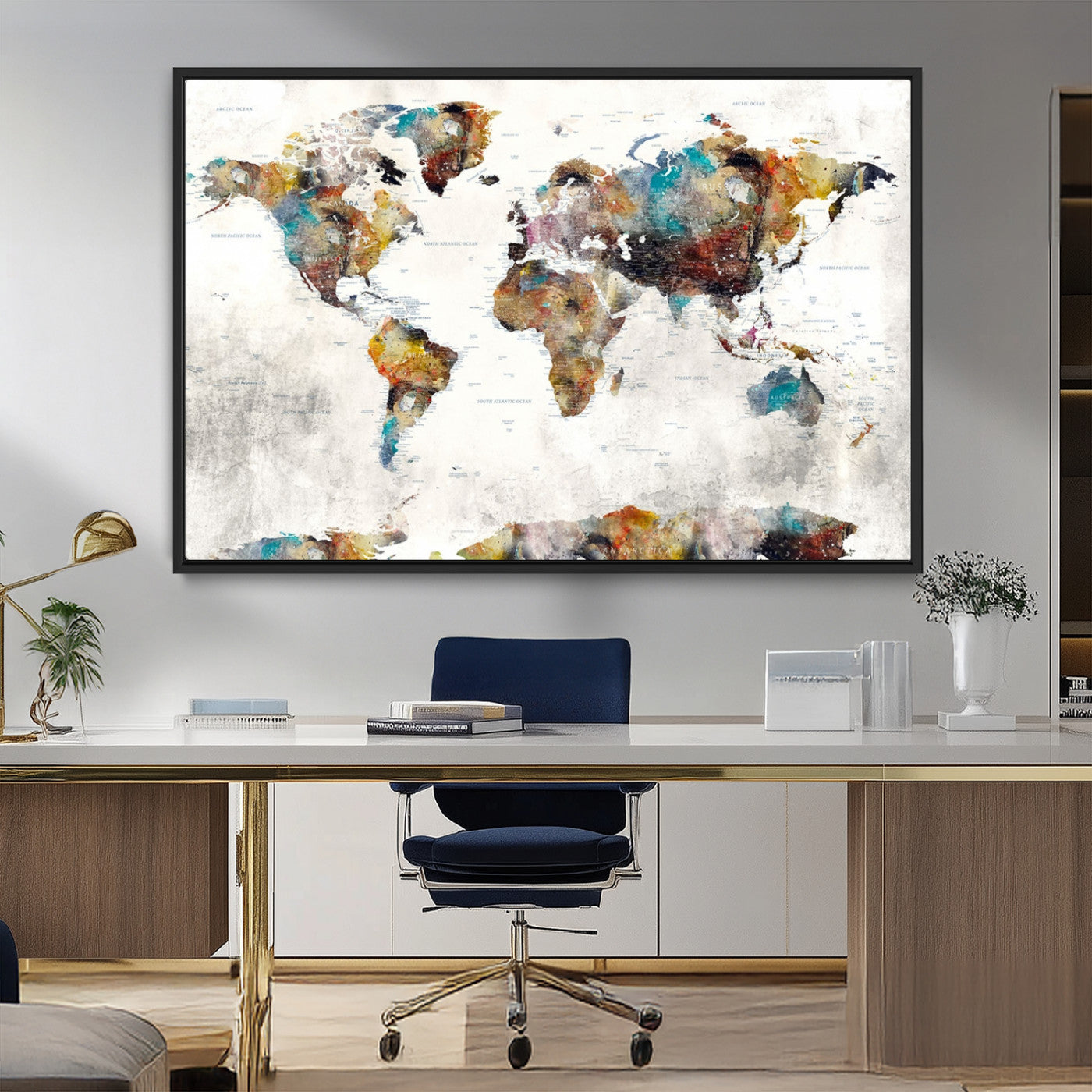 MGV-FC-36X24 - Push Pin World Map Canvas Print – Framed Wall Art for Couples to Track Their Travels – Anniversary