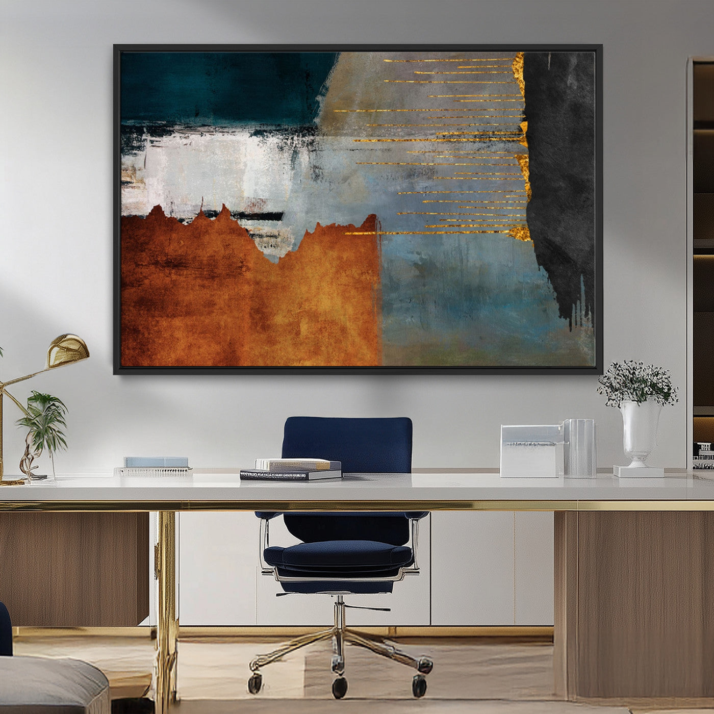 MGV-FC-36X24 - Modern Abstract Canvas Art Canvas Print - Framed and Ready to Hang Artwork for Contemporary Living Room or Office Decor