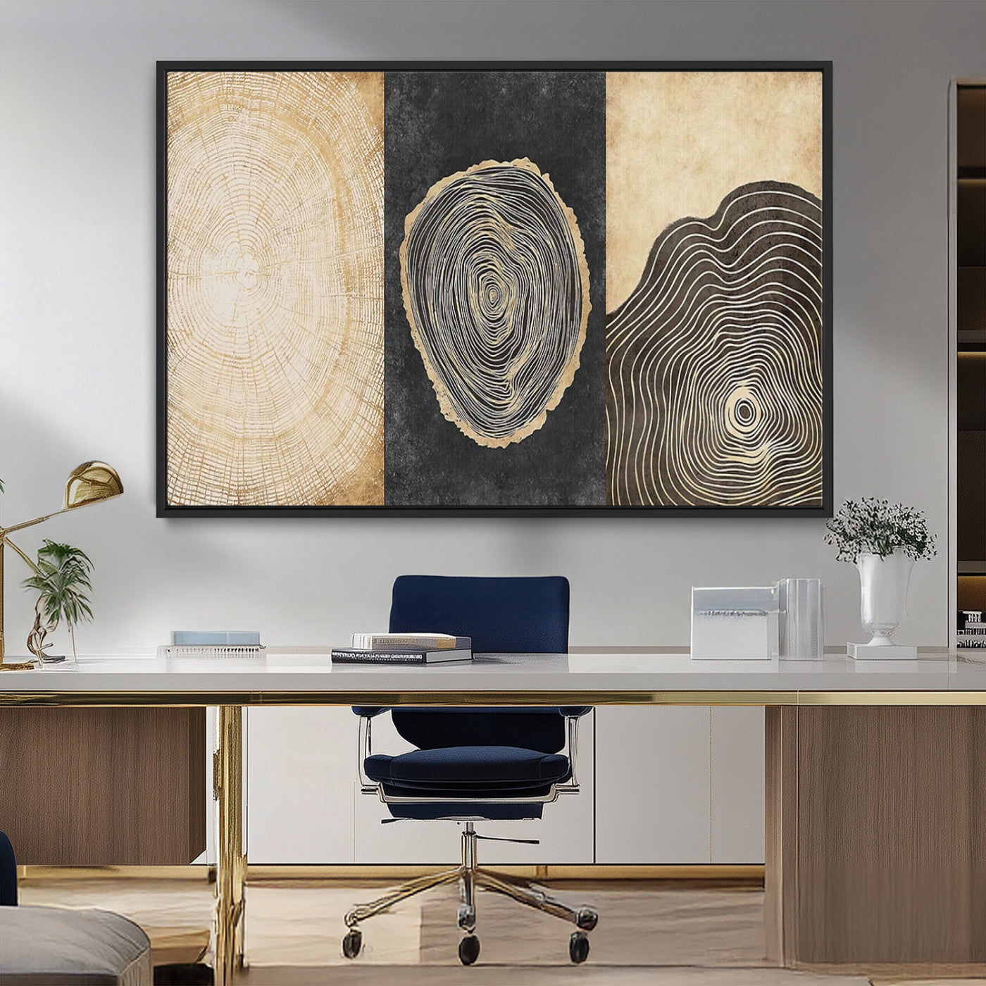 MGV-FC-36X24 - Tree Rings Canvas Wall Art Print – Minimalist Natural History in Modern Decor - Minimalist Boho Wall