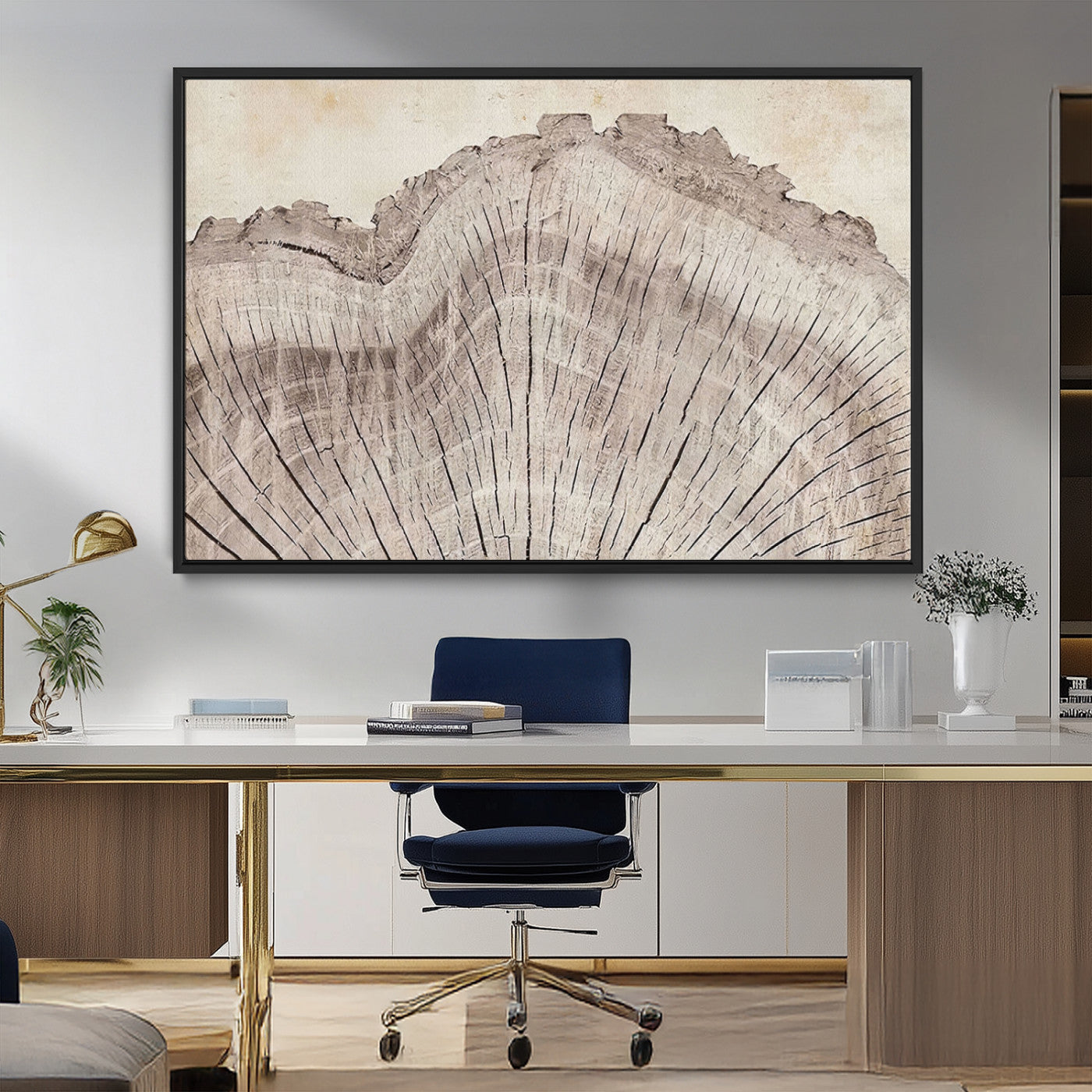 MGV-FC-36X24 - Tree Ring Wall Art Triptych, Rustic Wood Ring Canvas Print, Minimalist Wall Decor for Modern Homes and Farmhouse Decor