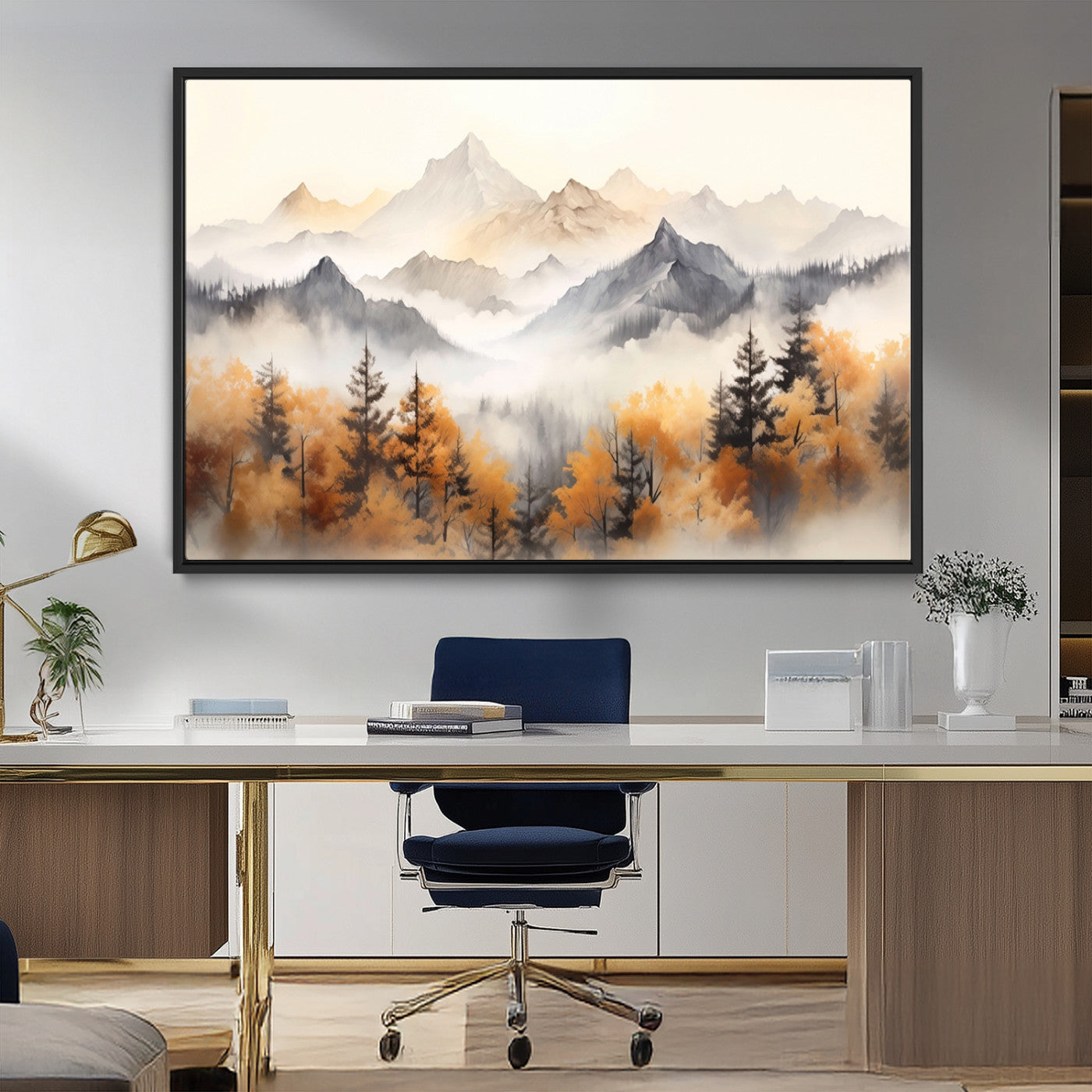 MGV-FC-36X24 - Abstract Mountain Wall Art | Misty Mountain Forest and Mountains Canvas Print for Living Room,