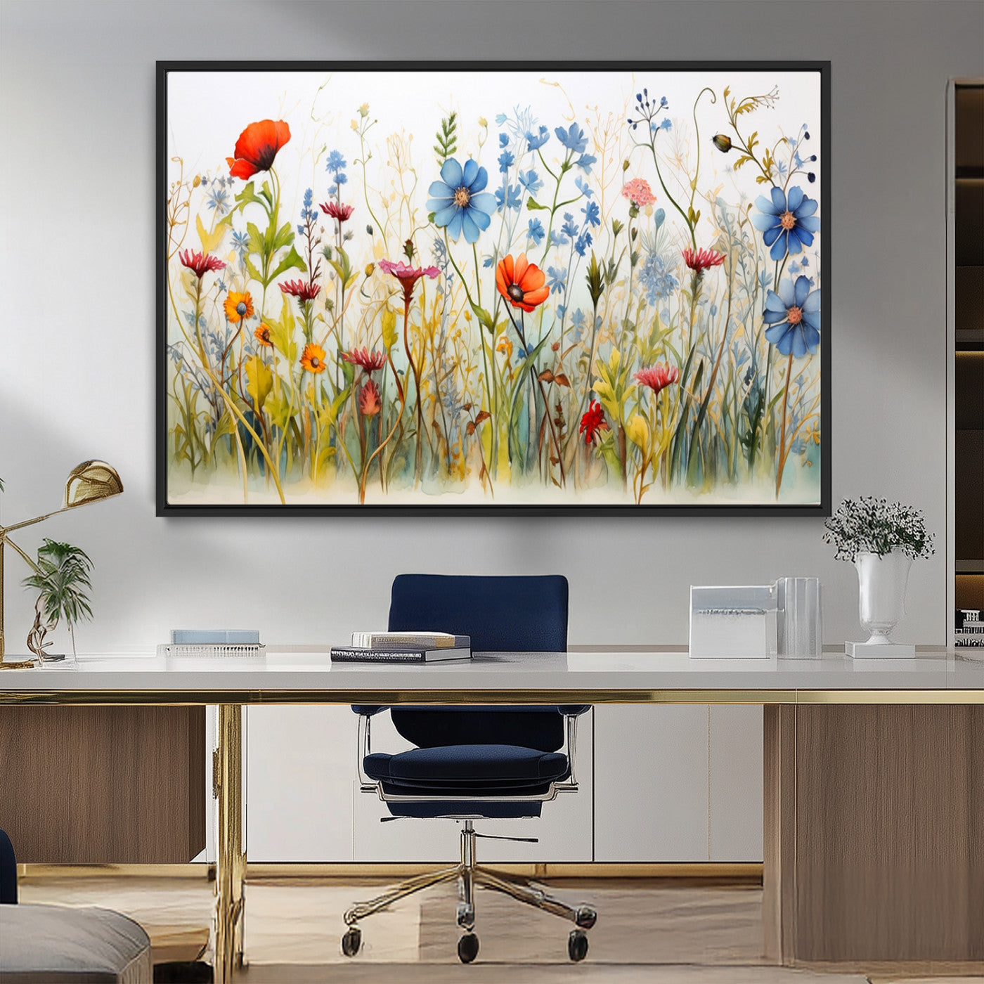 MGV-FC-36X24 - Colorful Wildflower Canvas Wall Art - Vibrant Floral Botanical Print, Bright Nature Decor for Living