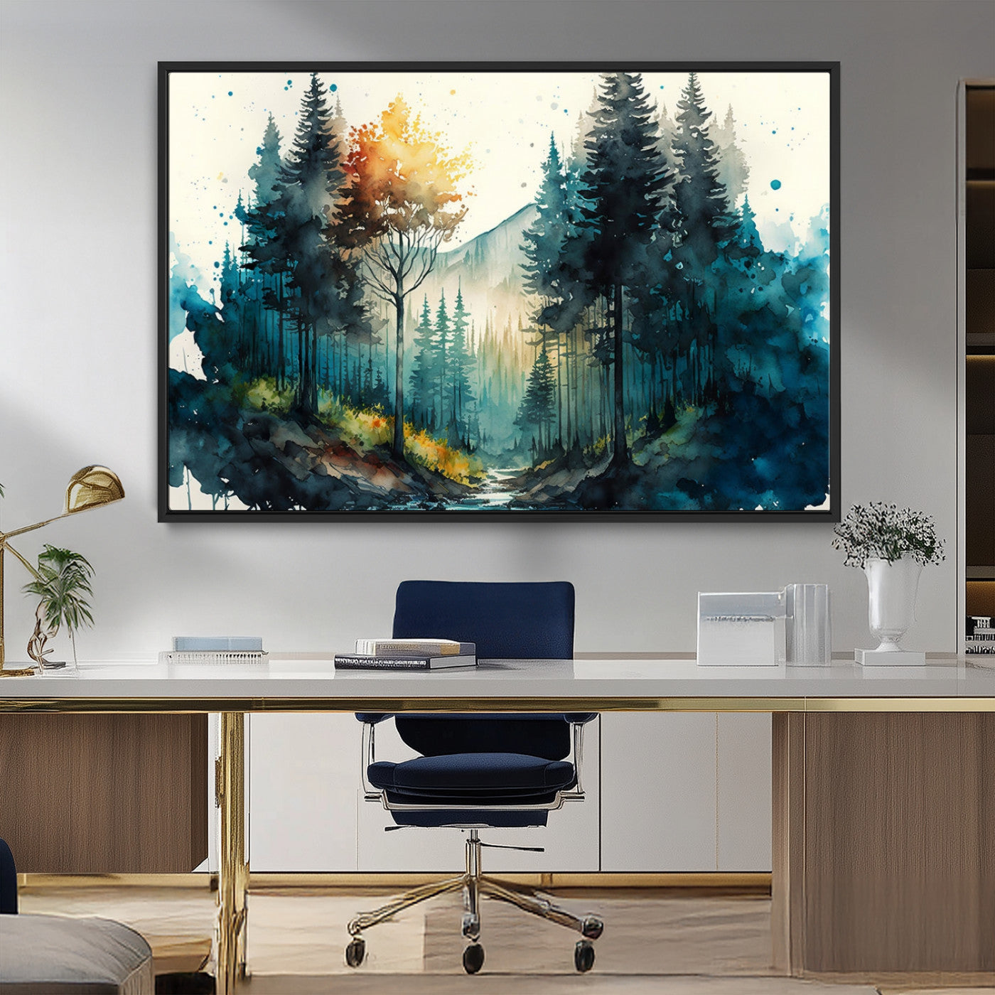 MGV-FC-36X24 - Watercolor Trees Forest Abstract Wall Art Canvas Print