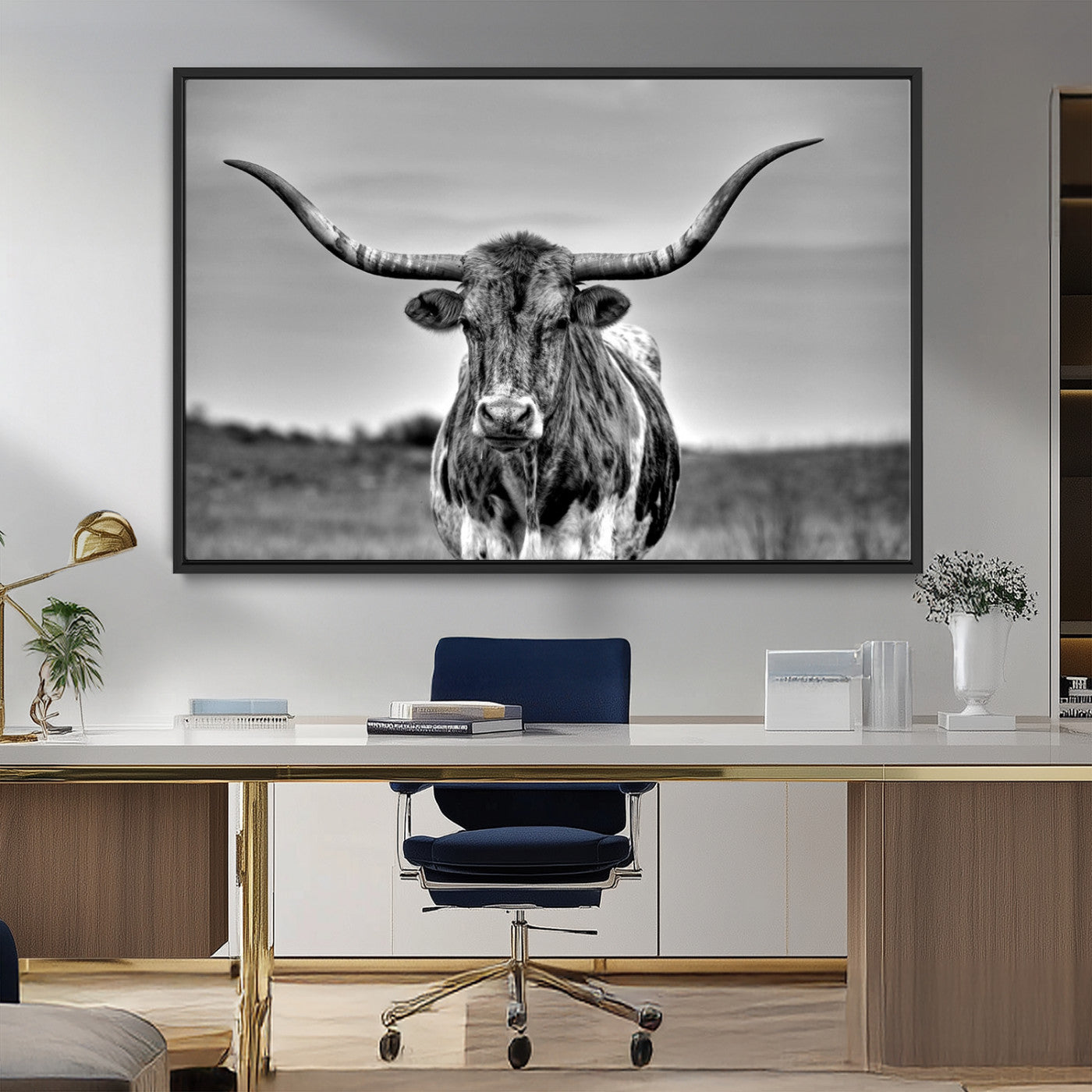 MGV-FC-36X24 - Texas Longhorn Cpw Wall Art, Texas Longhorn Canvas, Cattle Canvas Print
