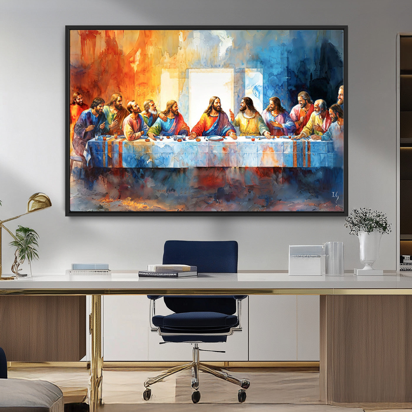 MGV-FC-36X24 - Abstract Waterolor The Last Supper Wall Art