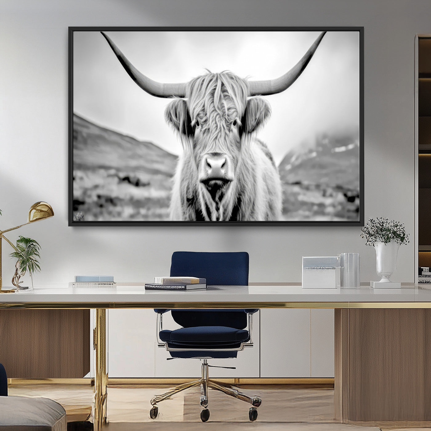 MGV-FC-36X24 - Scottish Cow Wall Art Canvas Print