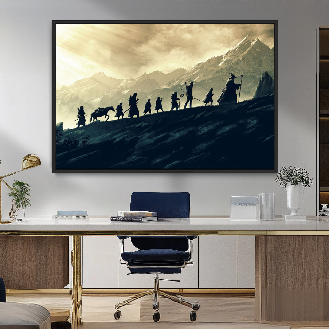 41574-MGV-FC-36X24_Black-Lord of the Rings Silhouette Wall Art Capturing the Epic Quest Through Middle-Earth - The