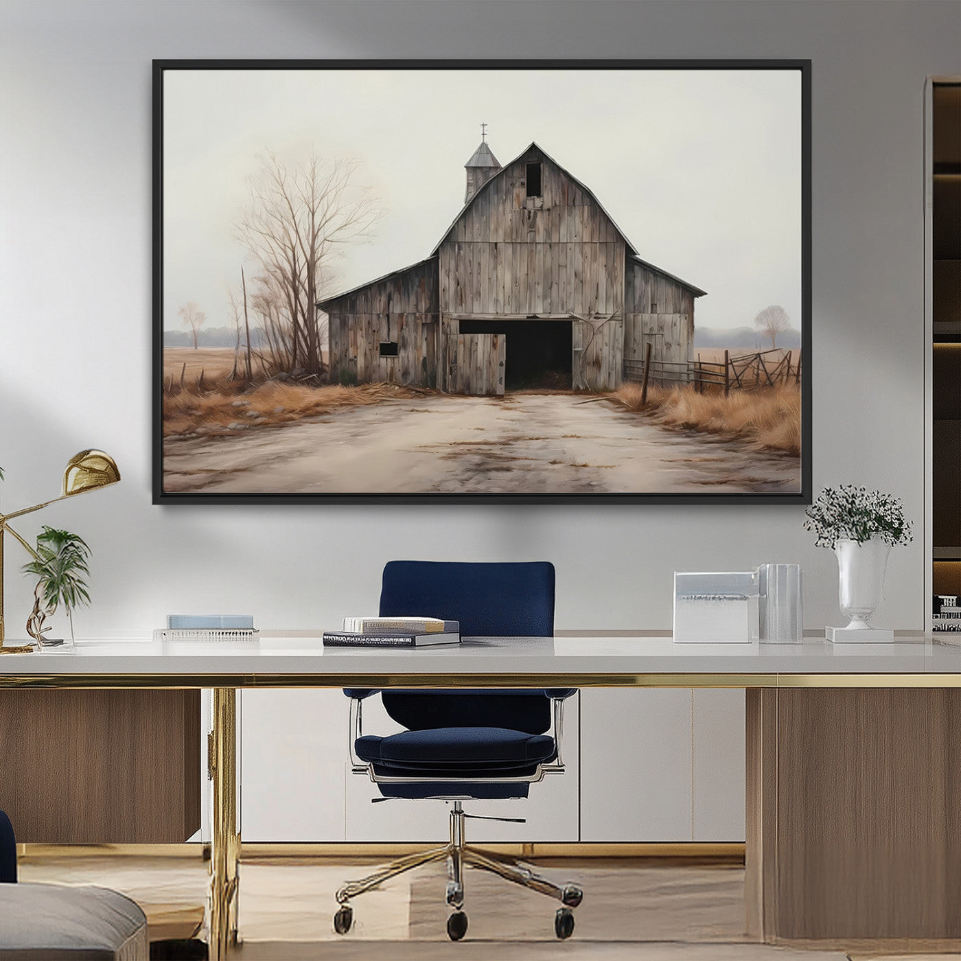 MGV-FC-36X24 - Farmhouse Rustic Barn Wall Art Canvas Print – Framed and Ready to Hang – Perfect Addition to Farmhouse Wall Décor