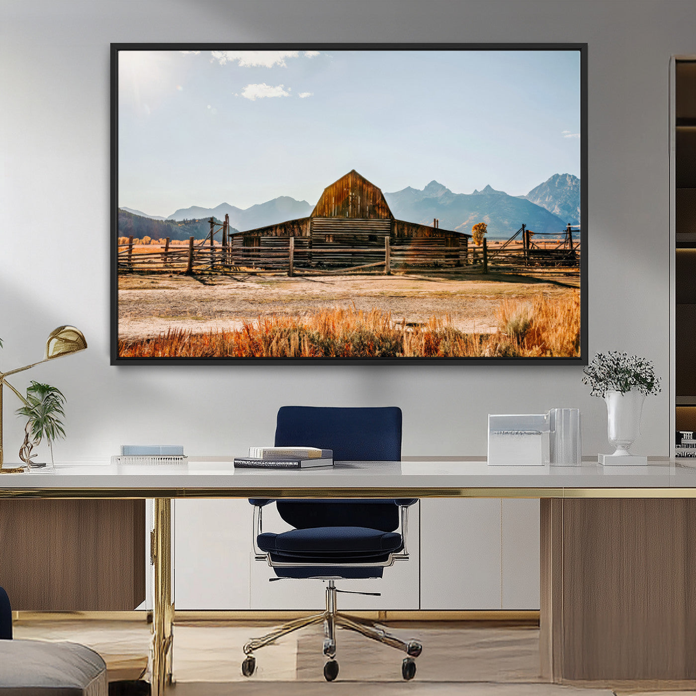 MGV-FC-36X24 - Vintage Old Barn Field Wall Art Canvas Print for Farmhouse Decor - Rustic Barn Wall Art Canvas Print