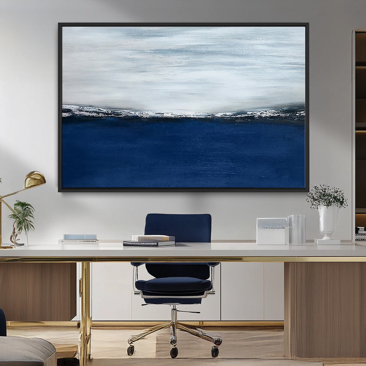 MGV-FC-36X24 - Navy Blue Abstract Wall Art Canvas Print