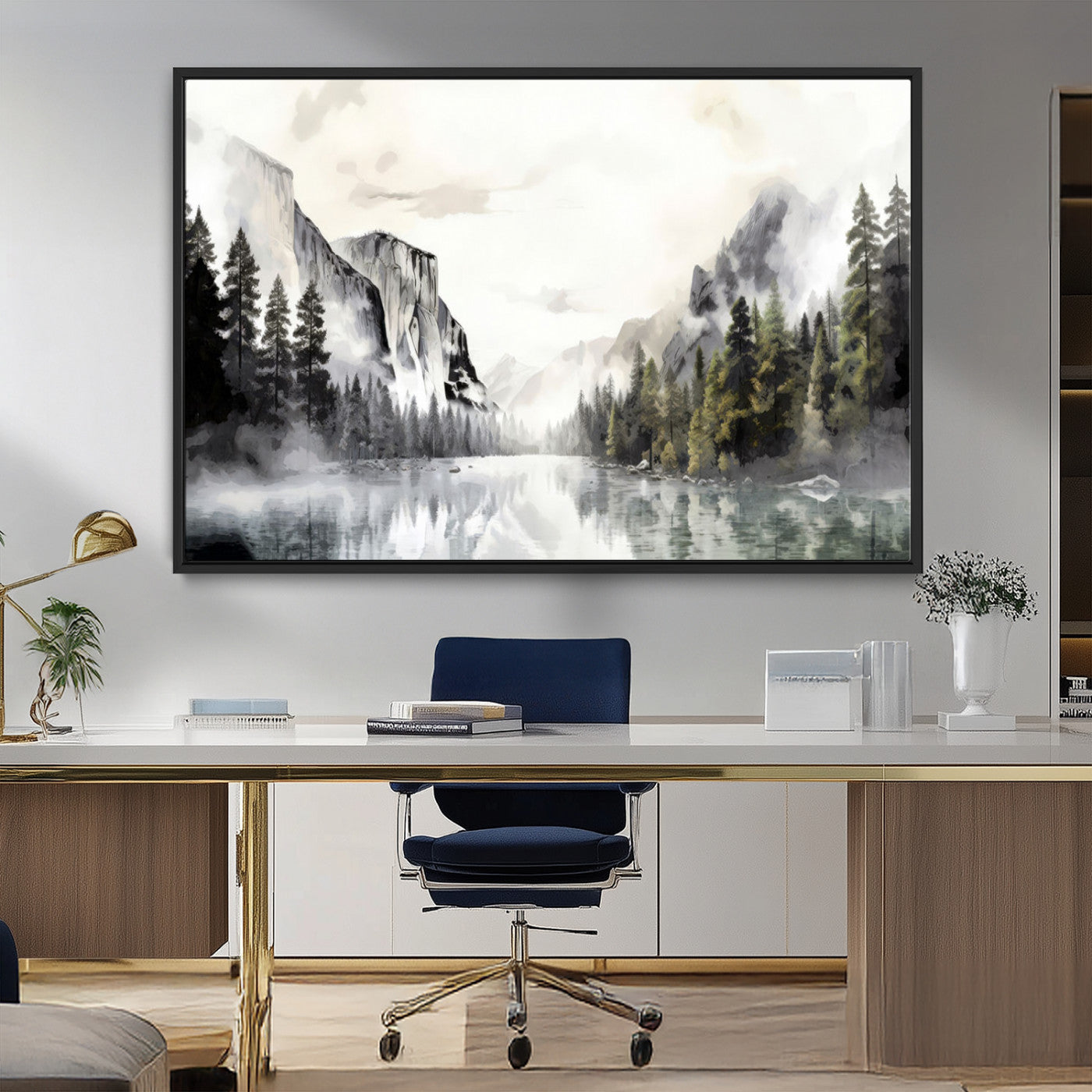 MGV-FC-36X24 - Yosemite Valley Wall Art Canvas Print – Framed and Ready to Hang – Majestic Nature Landscape Décor