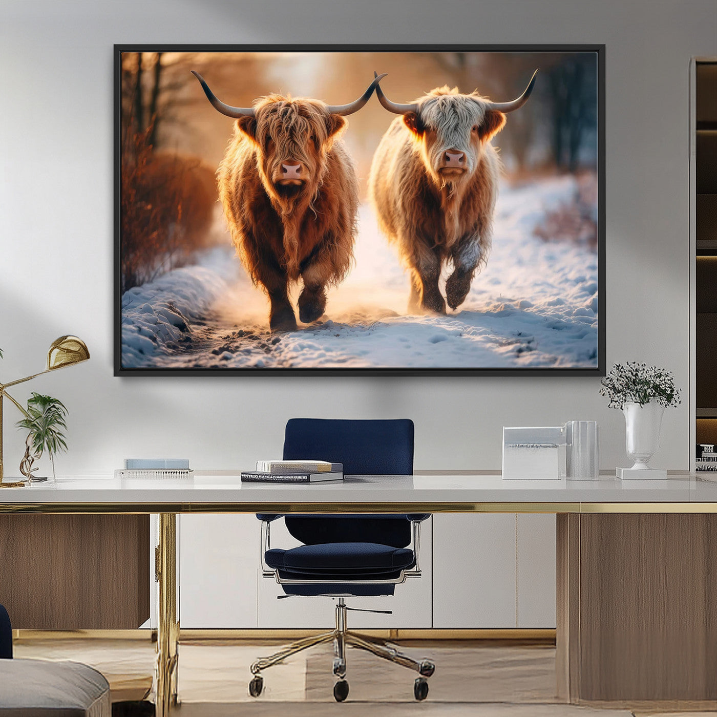 MGV-FC-36X24 - Scottish Highland Cow Horn Farm Wall Art Canvas Print