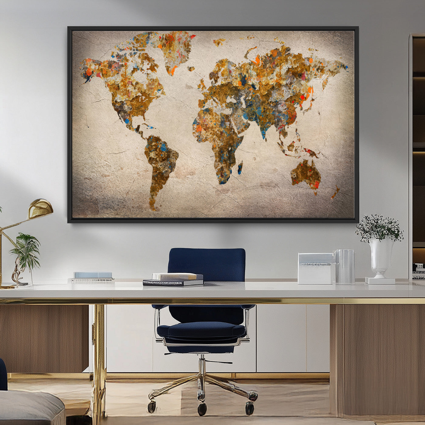 MGV-FC-36X24 - Push Pin World Map Canvas Print – Framed Wall Art for Couples to Track Their Travels – Anniversary