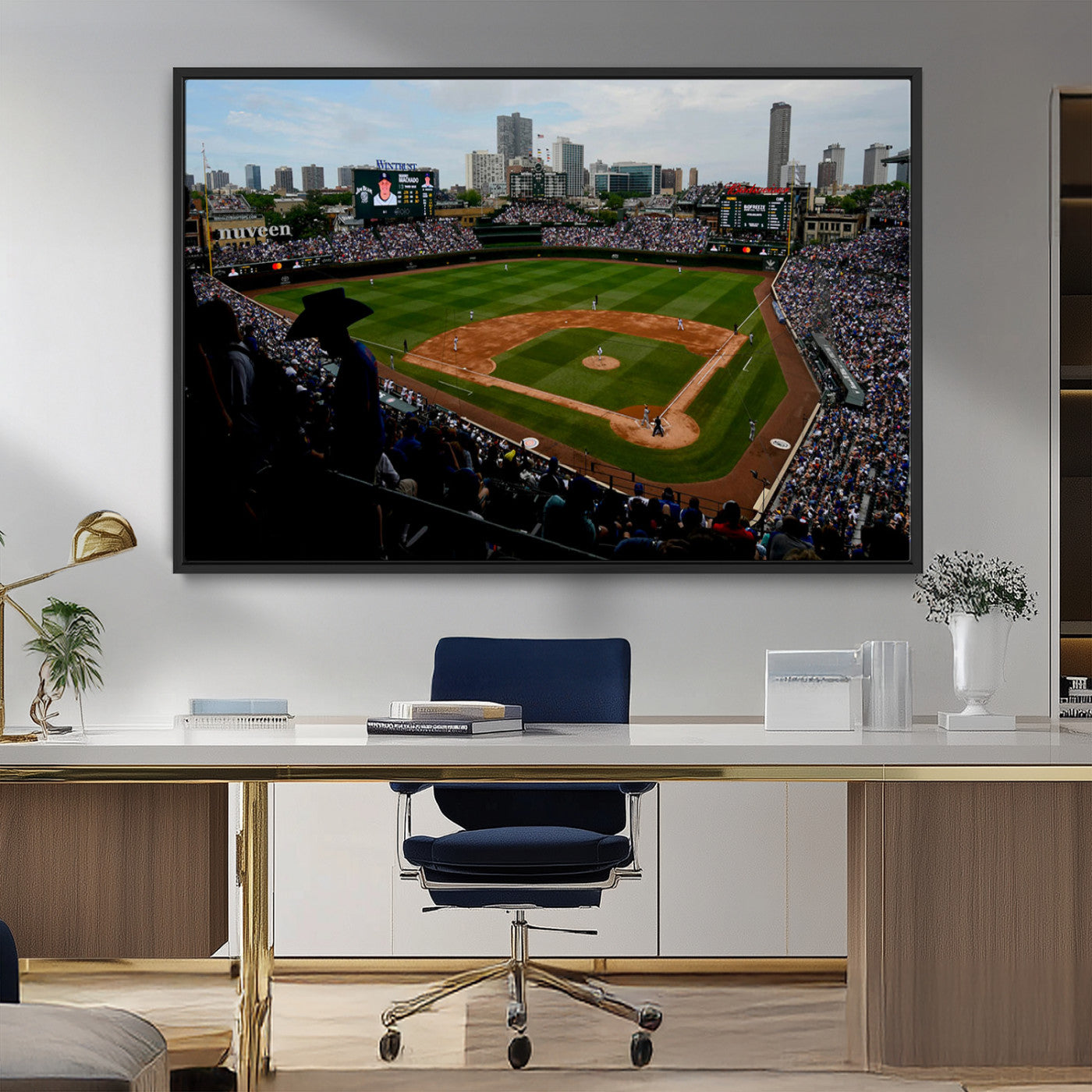 MGV-FC-36X24 - Chicago Cubs Baseball Team Print - Wrigley Field Stadium Wall Art Canvas Print