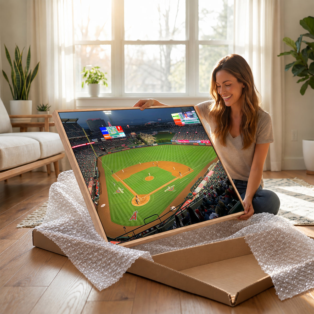 93707-MGV-CV-36X24 - Angel Stadium Aerial Canvas Print | Los Angeles Angels Baseball