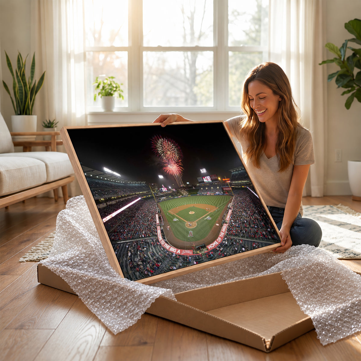 63592-MGV-CV-36X24 - Angel Stadium in Los Angeles Stadium Wall Art Canvas Print