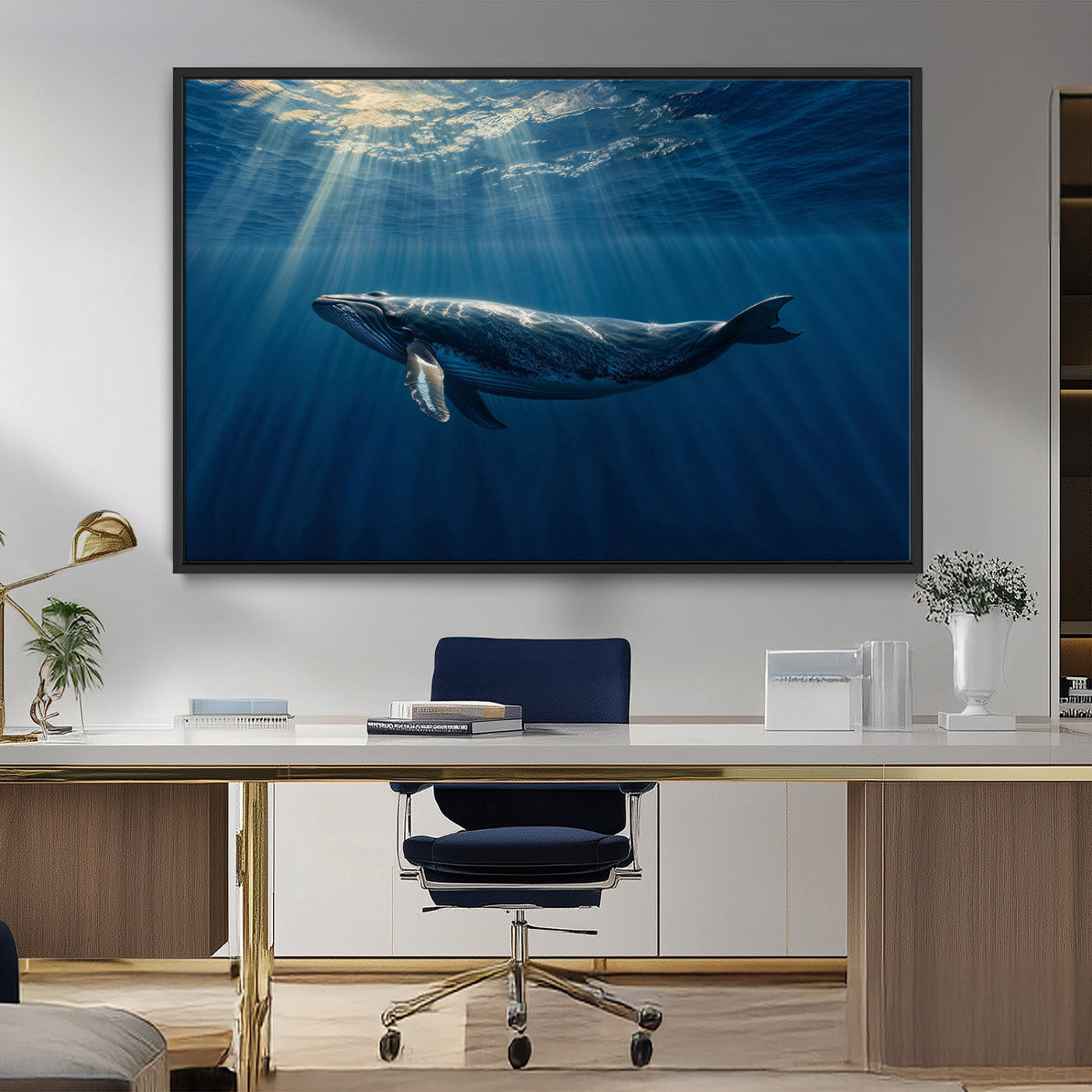-Whale under Ocean Wall Art Canvas Print